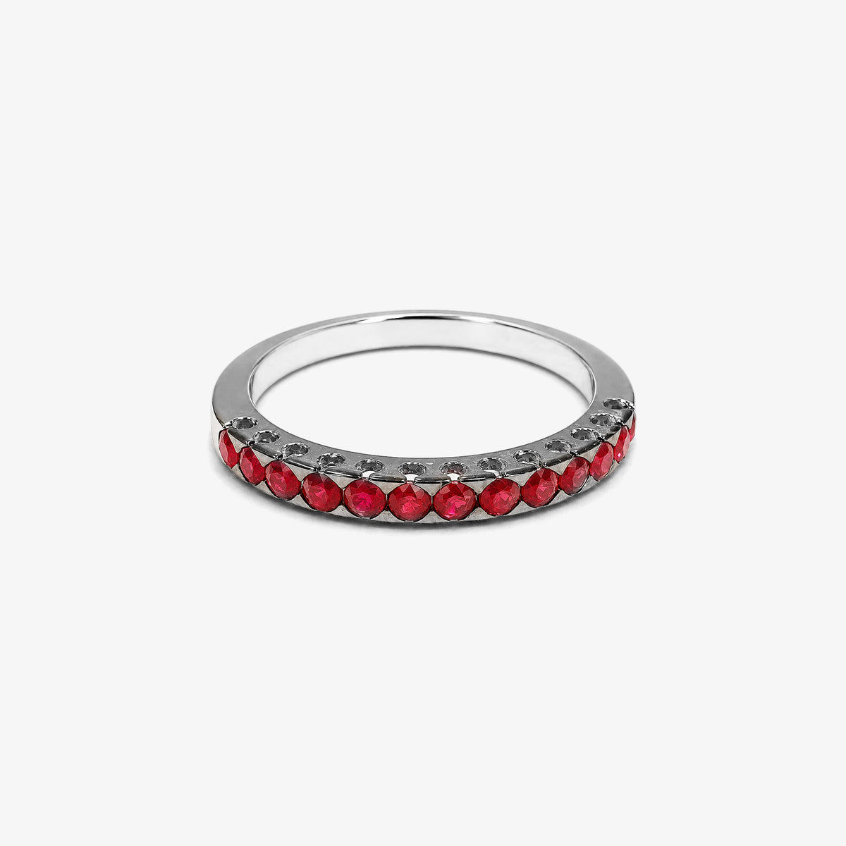 Inel semi-eternity din aur 18K cu rubine 0,58 ct