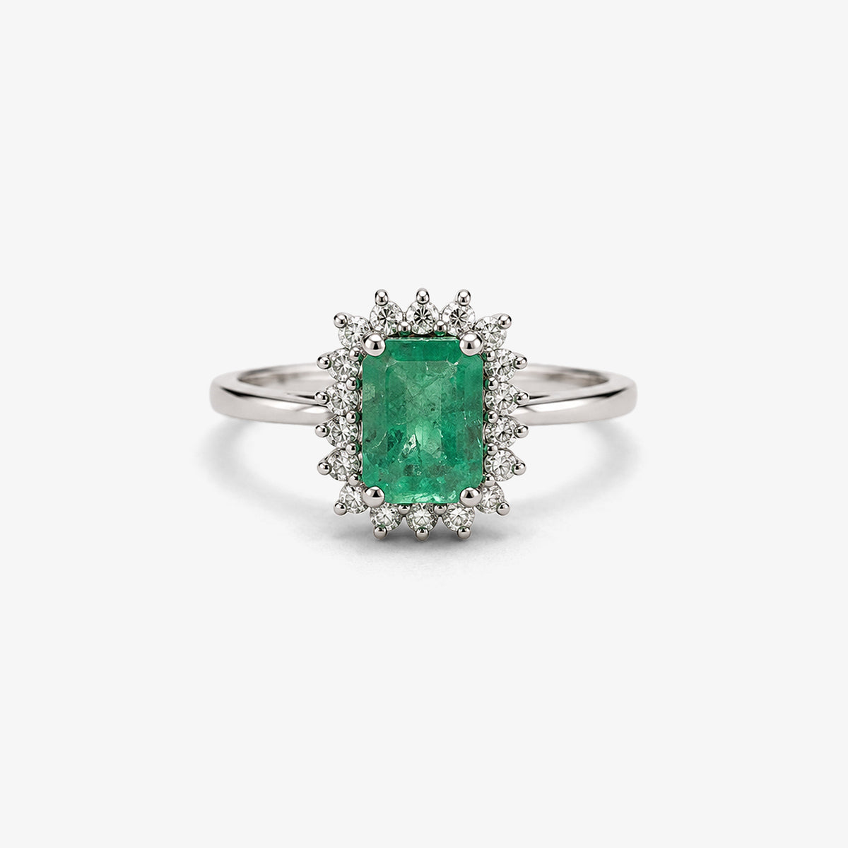 Inel din aur 18K cu smaralde și diamante (1,07 + 0,16 ct)