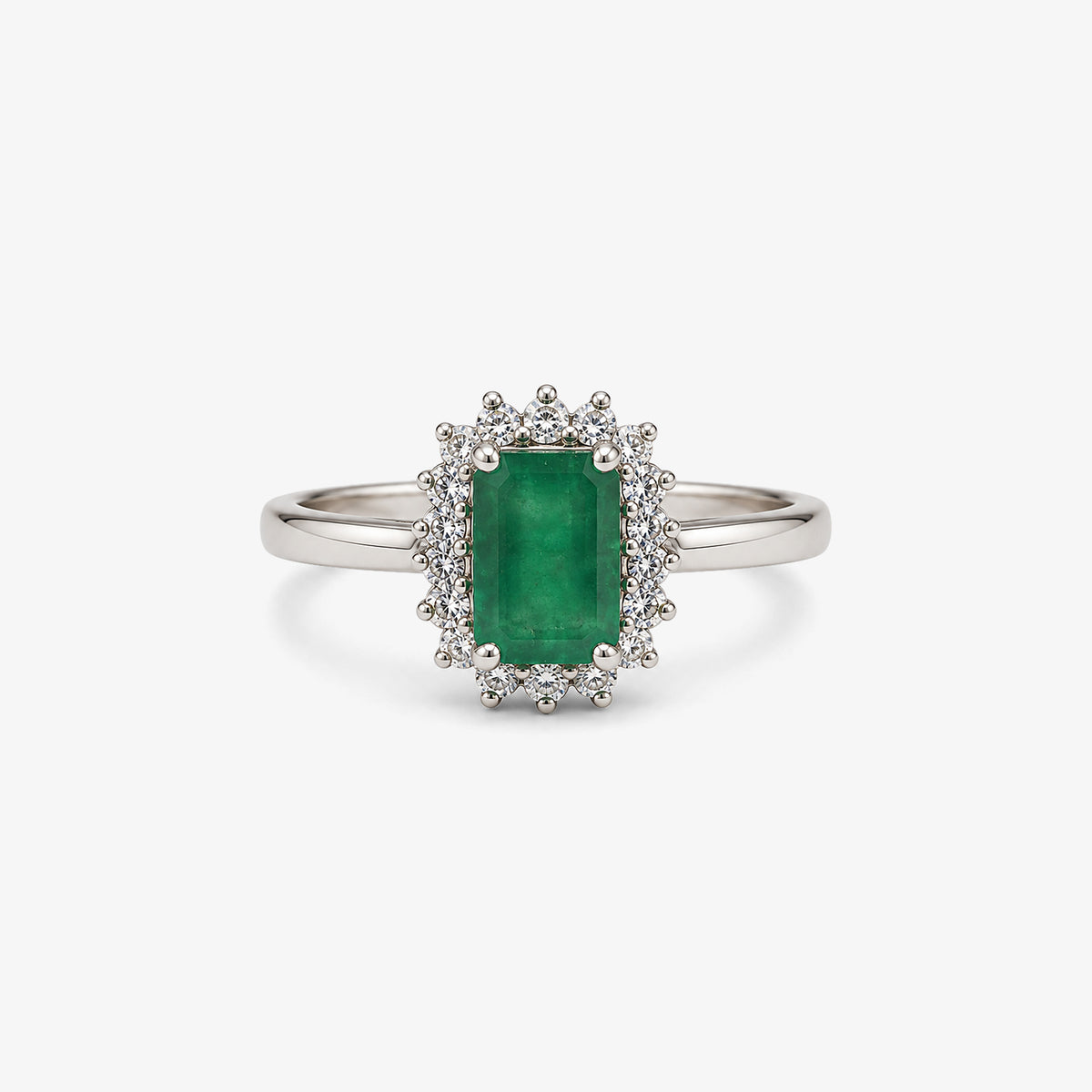 Inel din aur 18K cu smarald 1,10 ct și diamante 0,17 ct