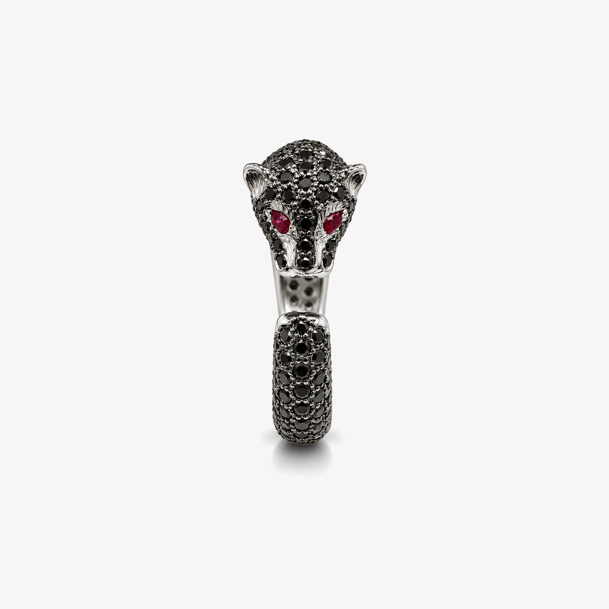 Inel din aur 18K cu rubine și diamante negre (1,78 + 0,09 ct)