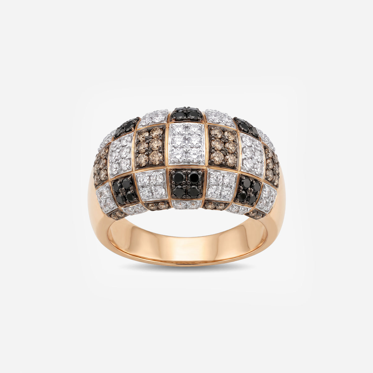 Inel din aur 18K cu diamante albe și fancy (0,63 + 0,66 ct)