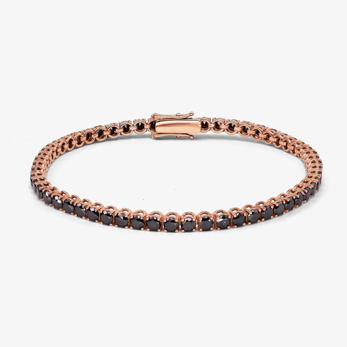 Bratara tennis aur roz 18k cu diamante negre 6.80 ct