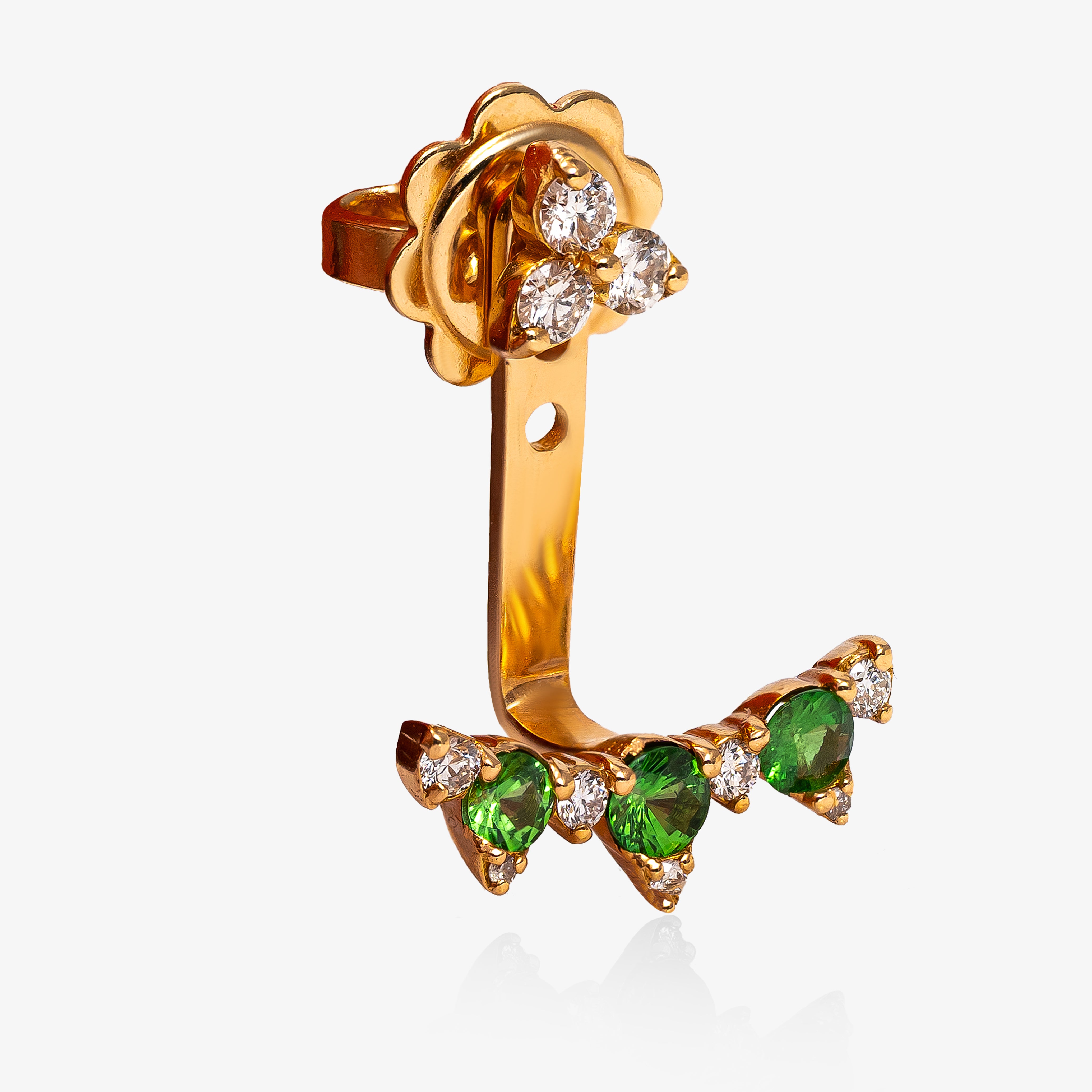 Cercei aur 18k cu tzavorite 0.32 ct si diamante
