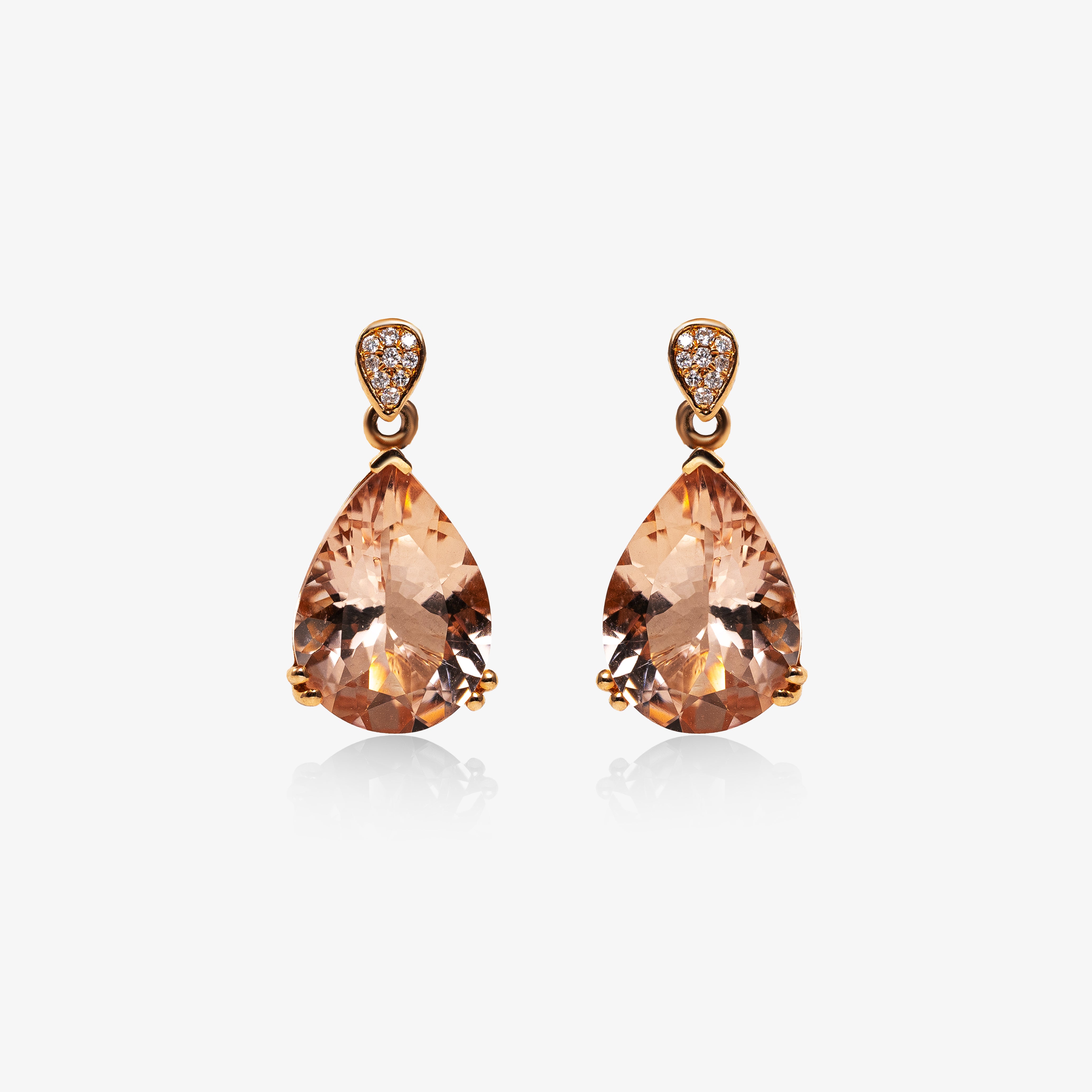 Cercei aur 18 k cu morganite 8.02 ct si diamante