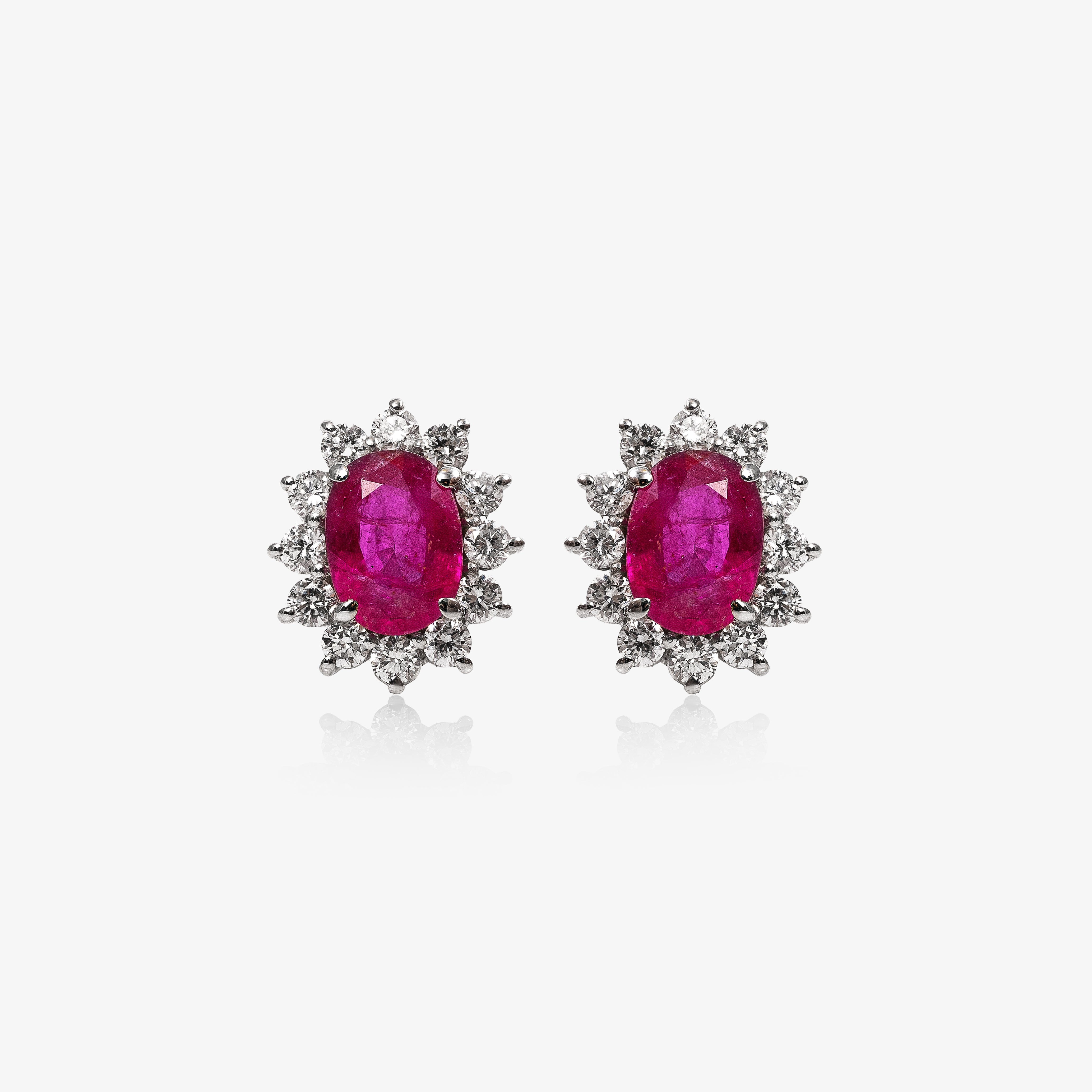 Cercei aur 18k cu rubine 1.87 ct si diamante 0.64 ct