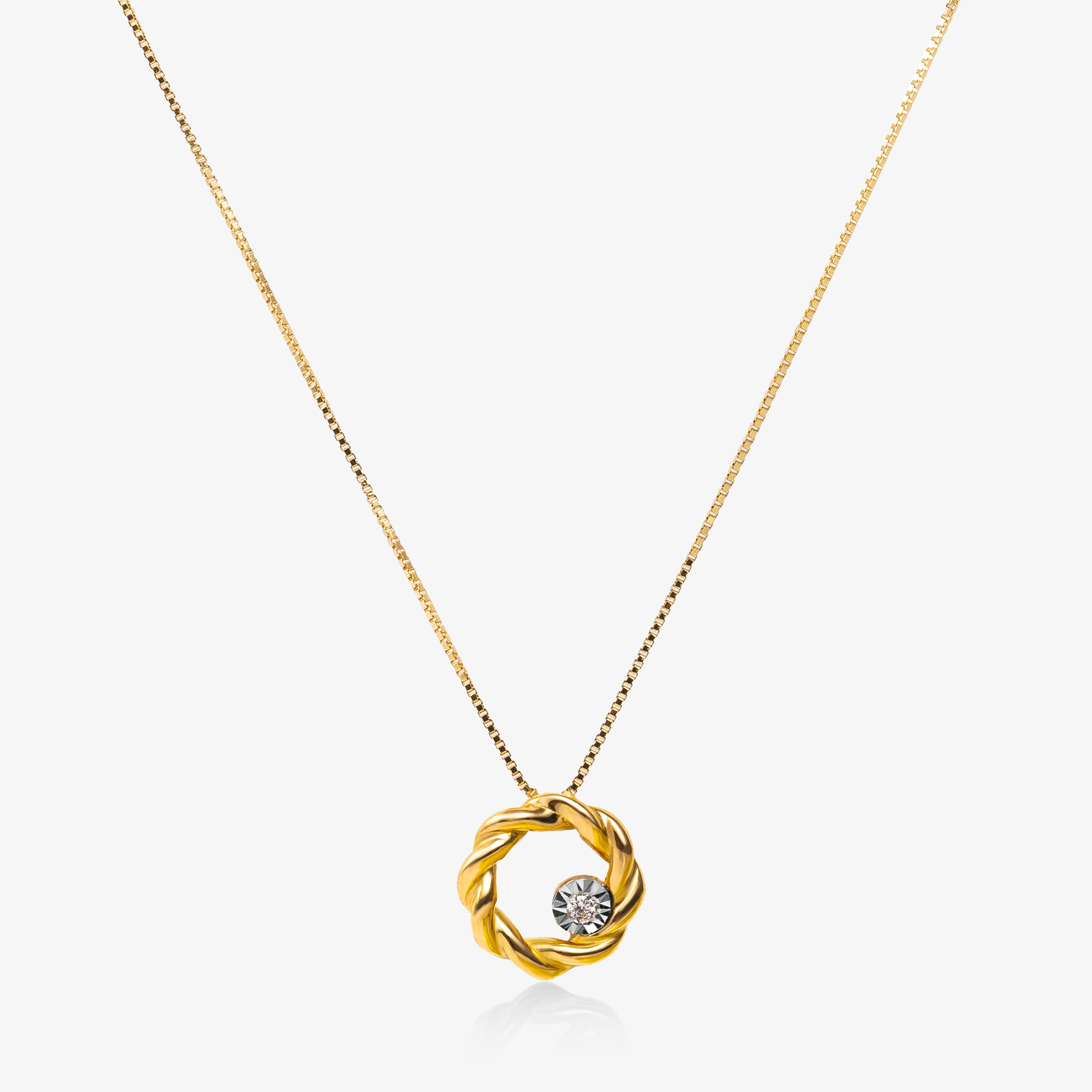 Colier din aur galben 18k cu diamant