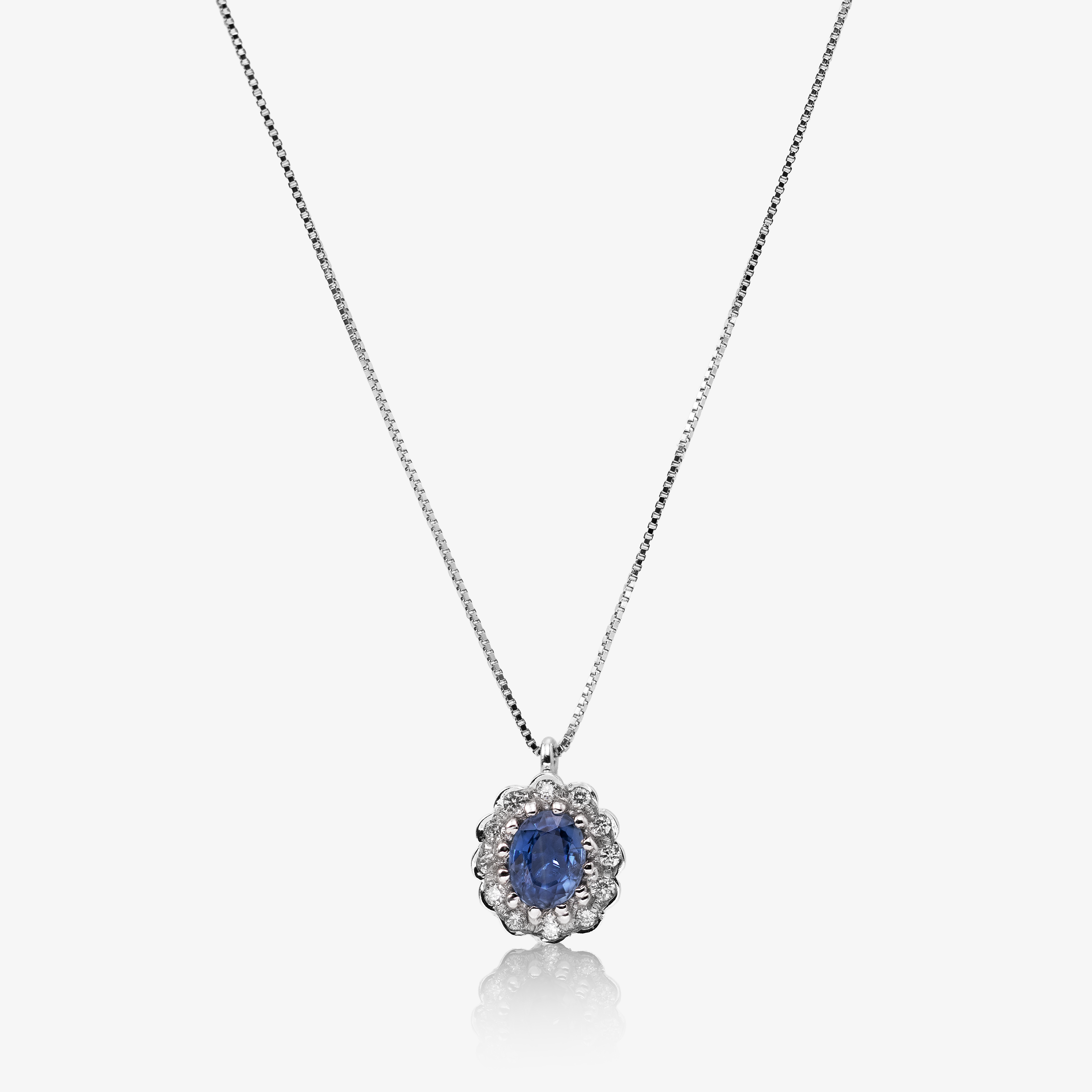 Colier aur 18k cu safir 0.57 ct si diamante