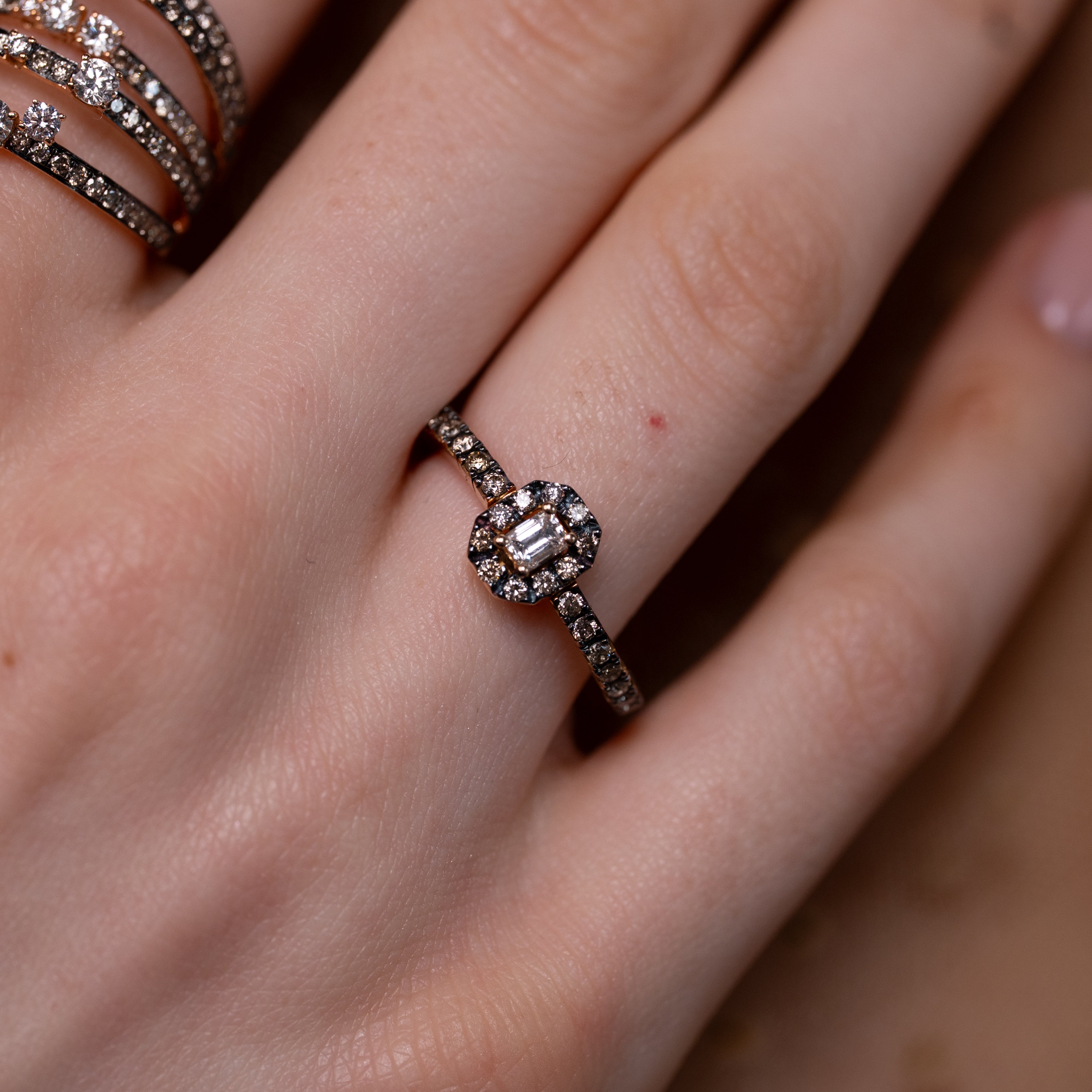 Inel aur 18k cu diamante brown 0.38 ct
