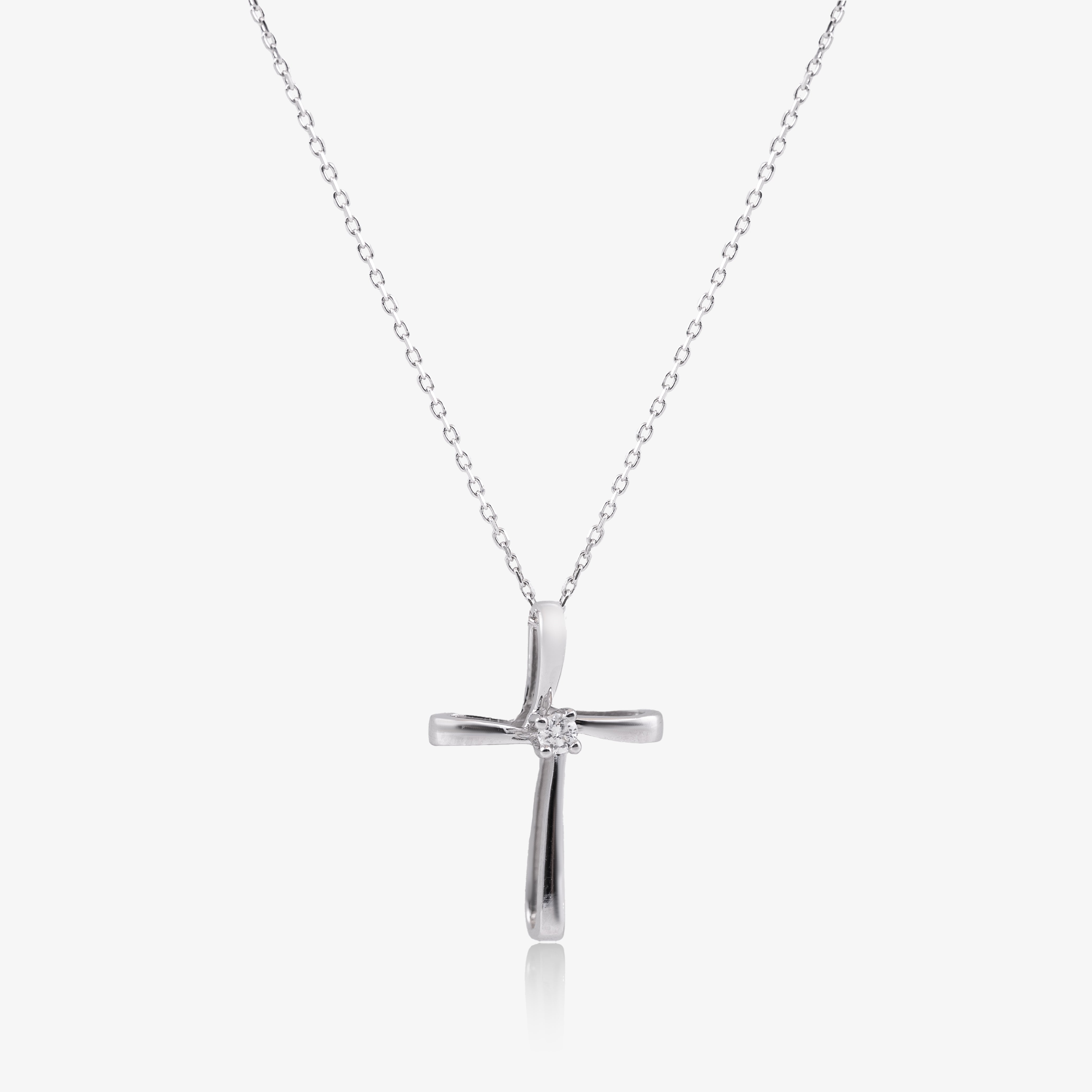 Colier cruce aur 18k cu diamant 0.04 ct