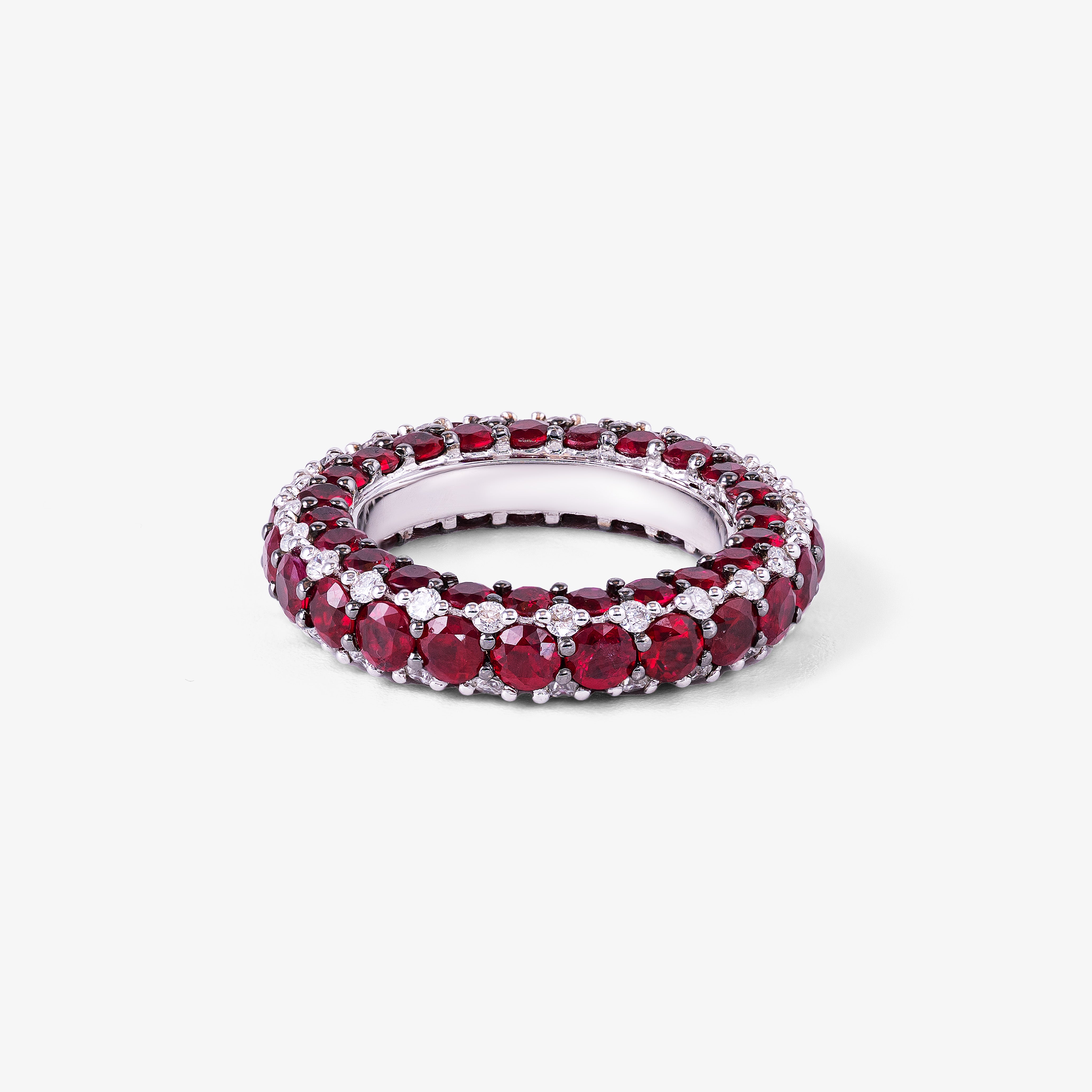 Inel eternity aur 18k cu rubine 8.90ct si diamante 0.75 ct