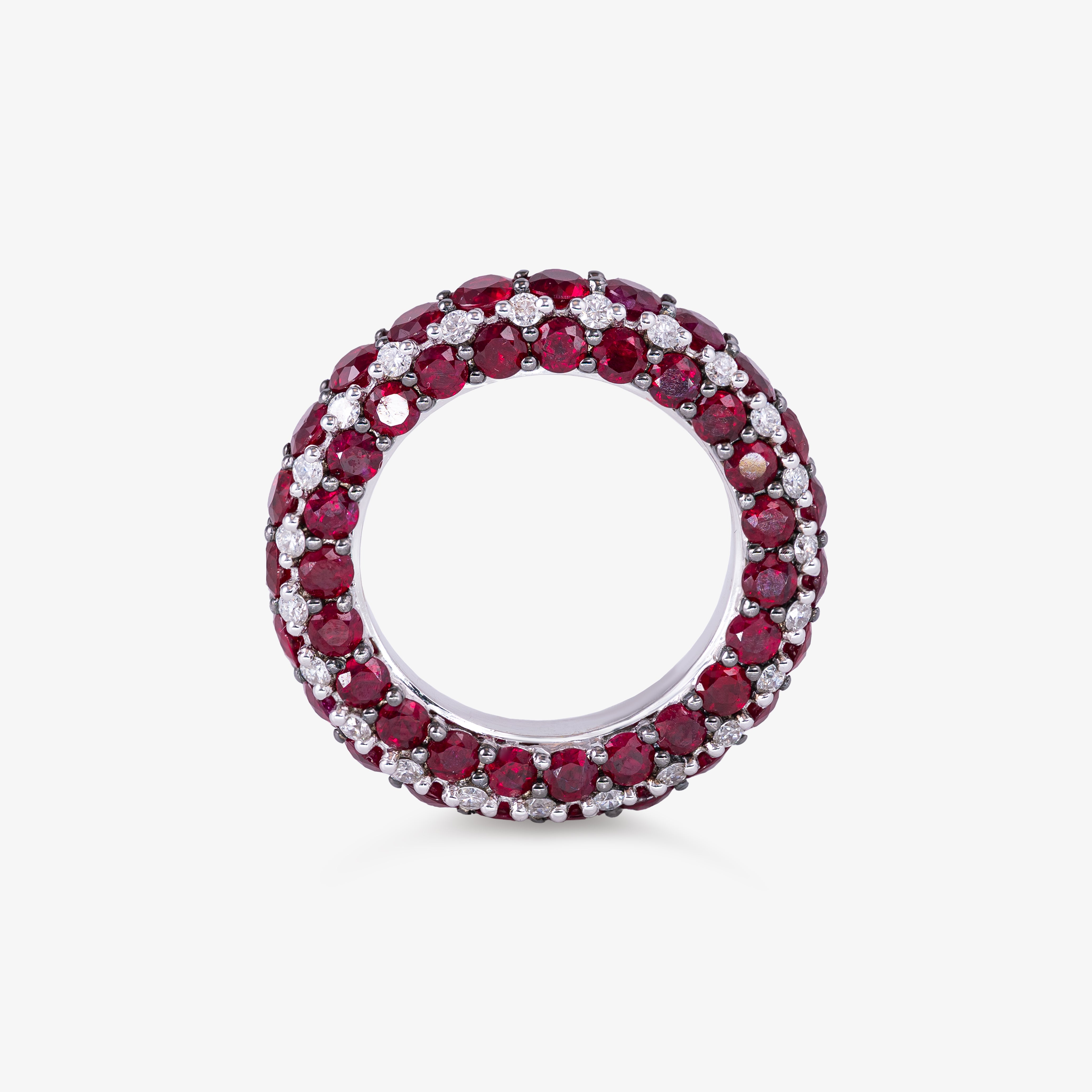 Inel eternity aur 18k cu rubine 8.90ct si diamante 0.75 ct