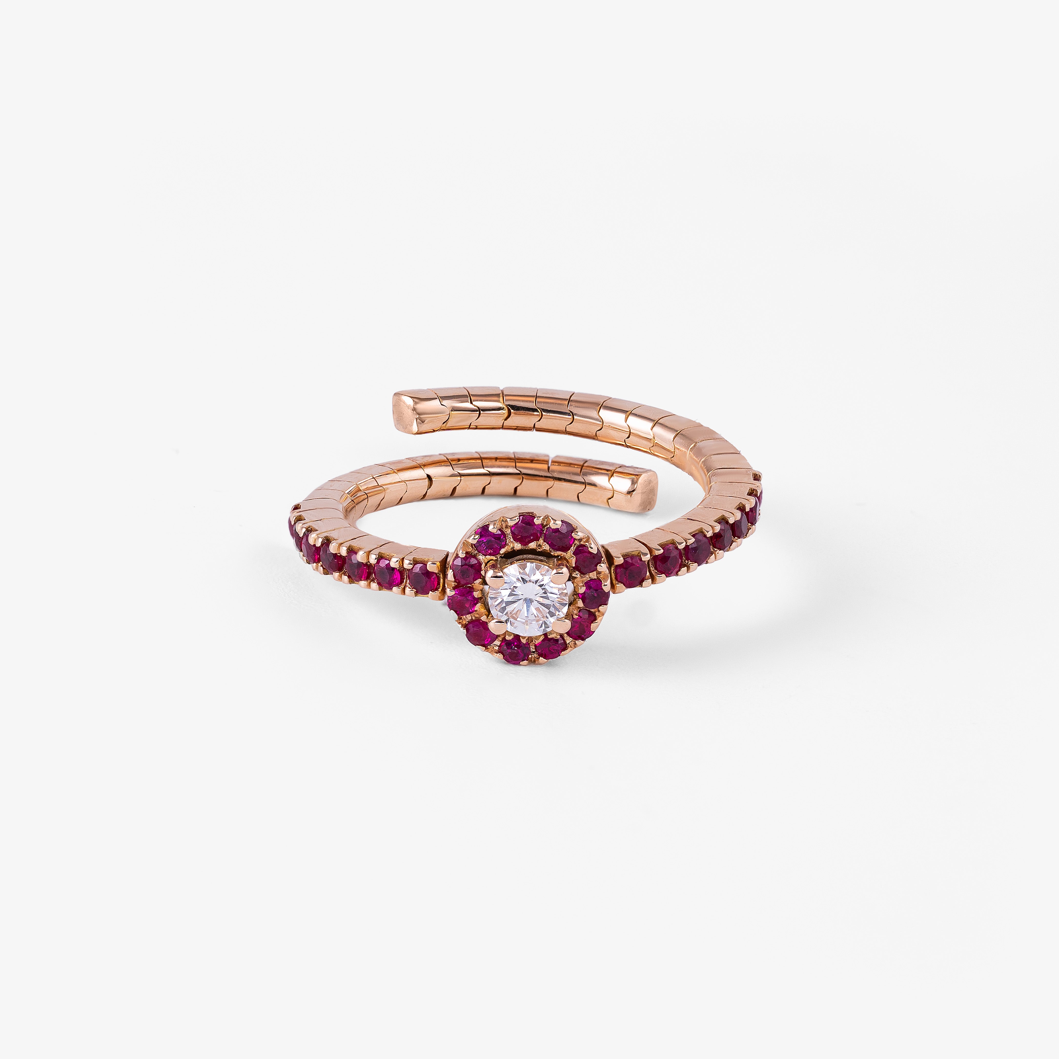 Inel aur 18k cu rubine 0.49 ct si diamante