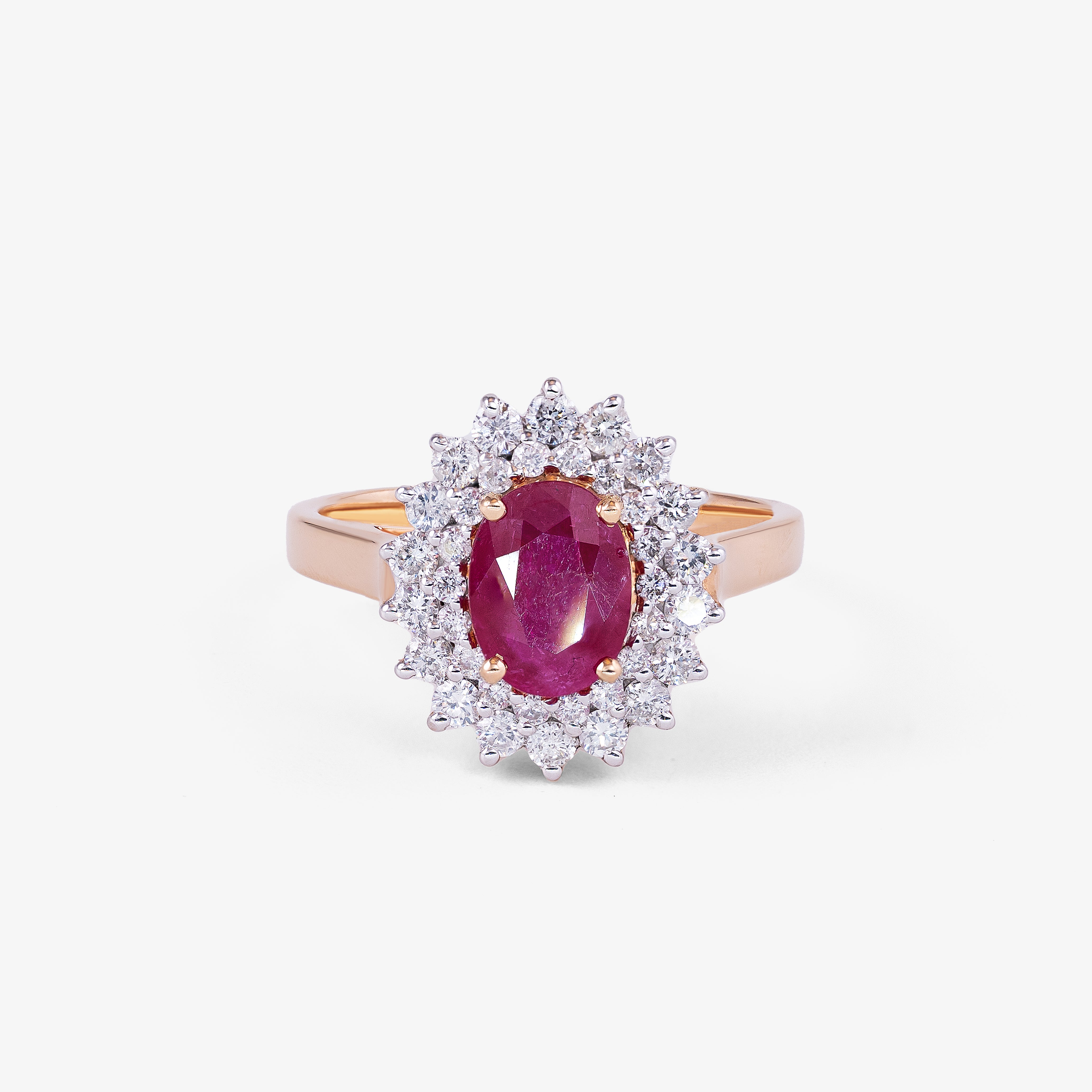Inel aur 18k cu rubin 1.29 ct si diamante 0.66 ct