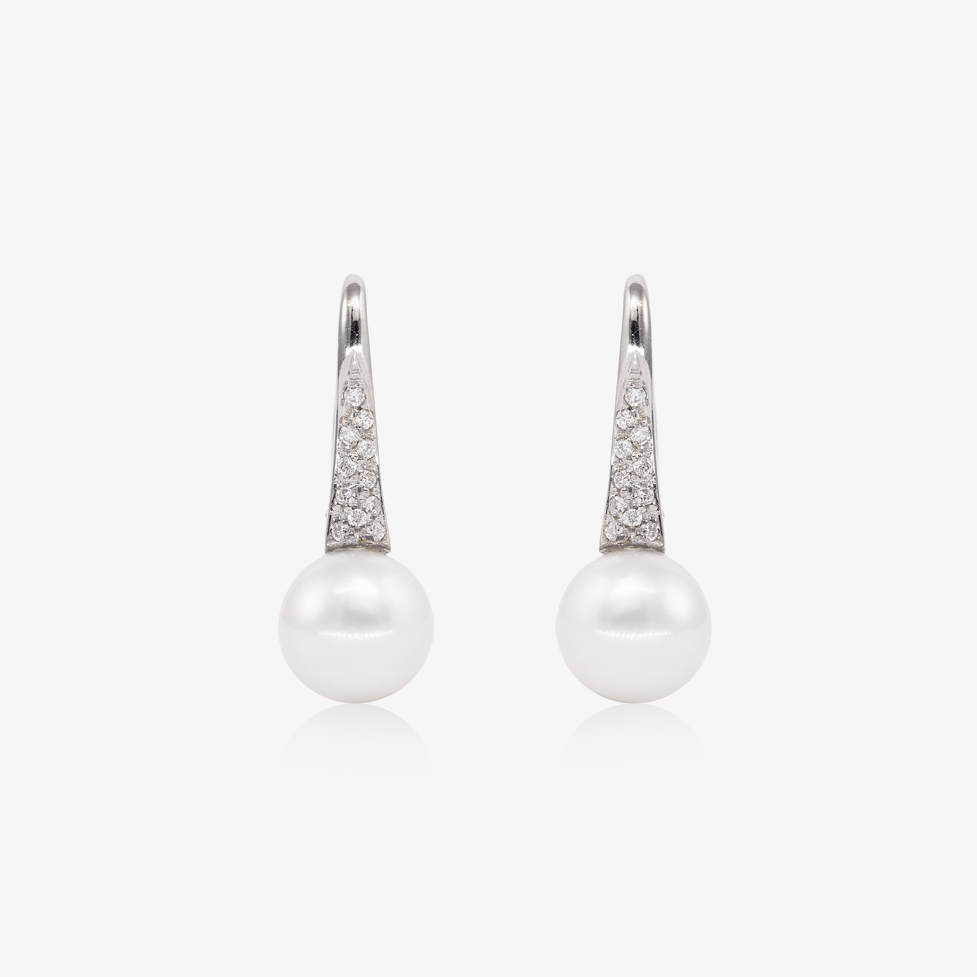Cercei aur 18k cu perle si diamante 0.75 ct