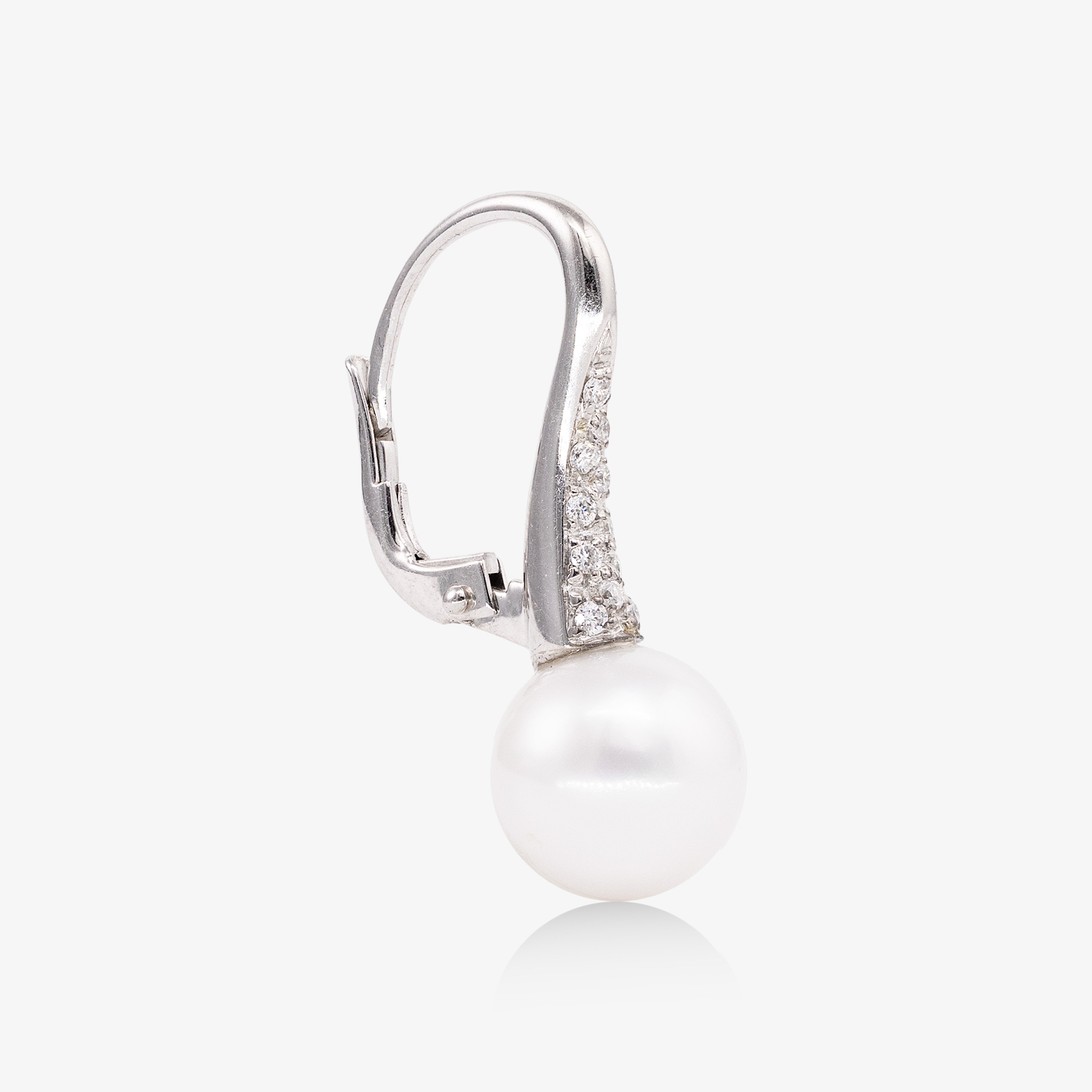 Cercei aur 18k cu perle si diamante 0.75 ct