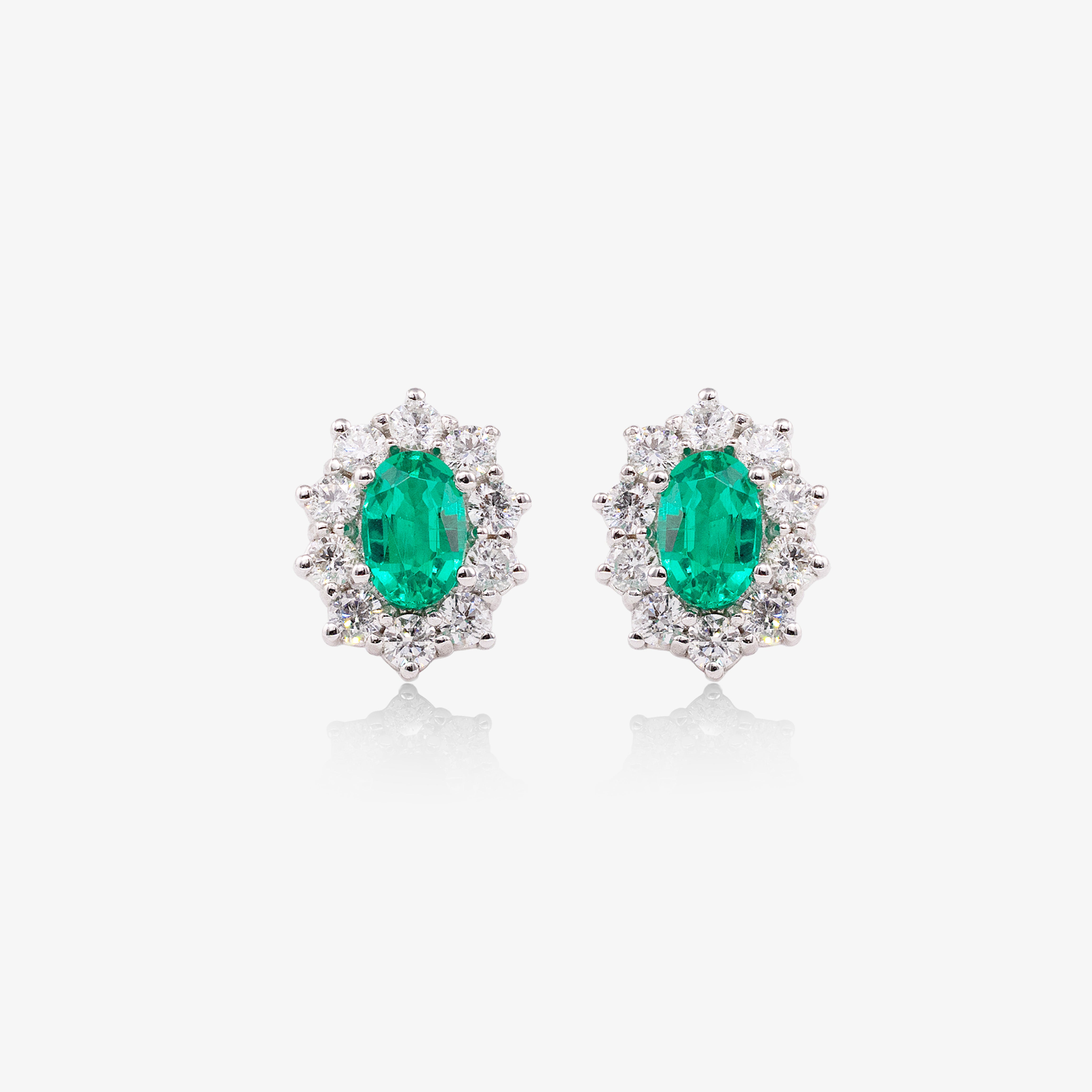 Cercei aur 18k cu smaralde 0.80ct si diamante 0.72ct