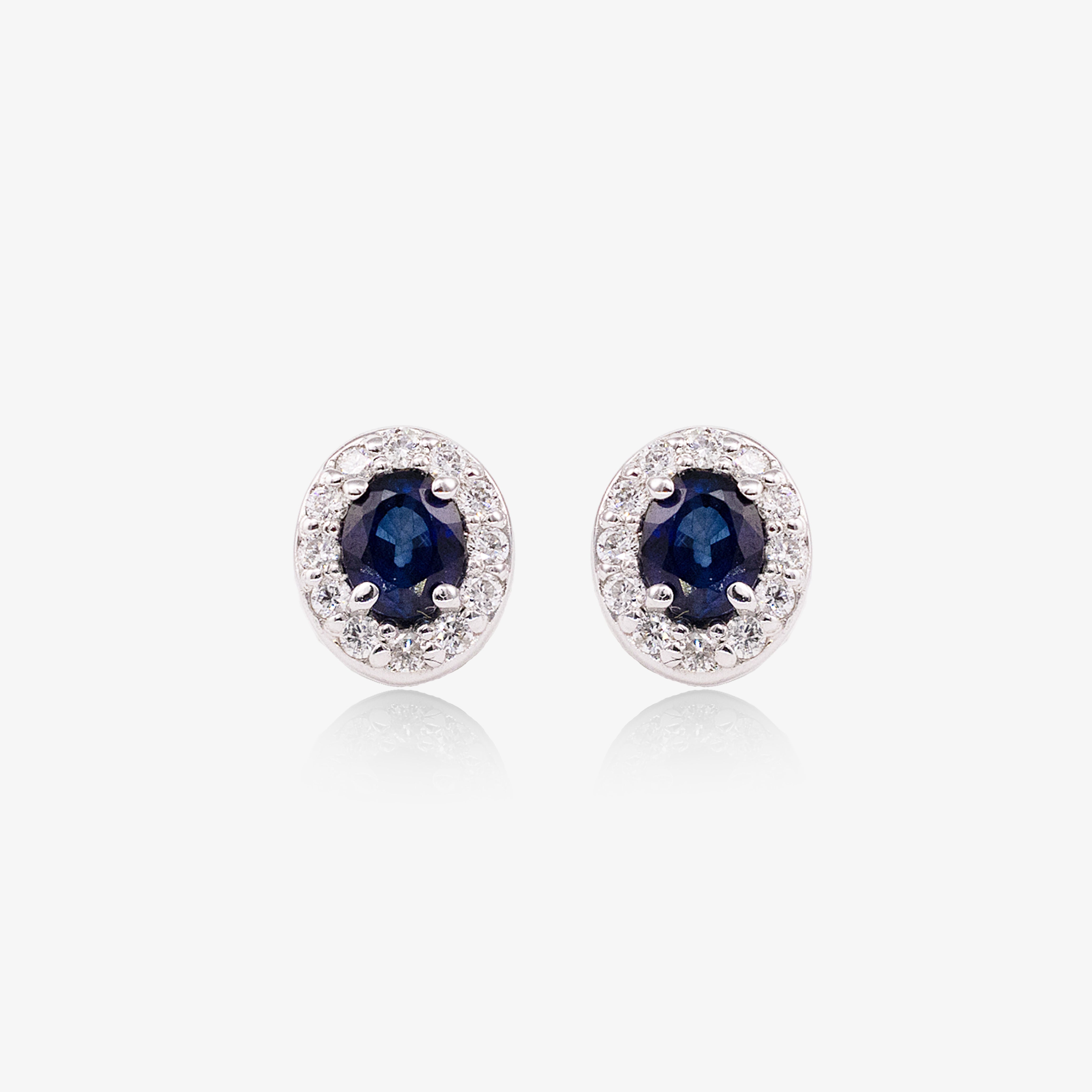 Cercei aur 18k cu safire 0.40 ct si diamante