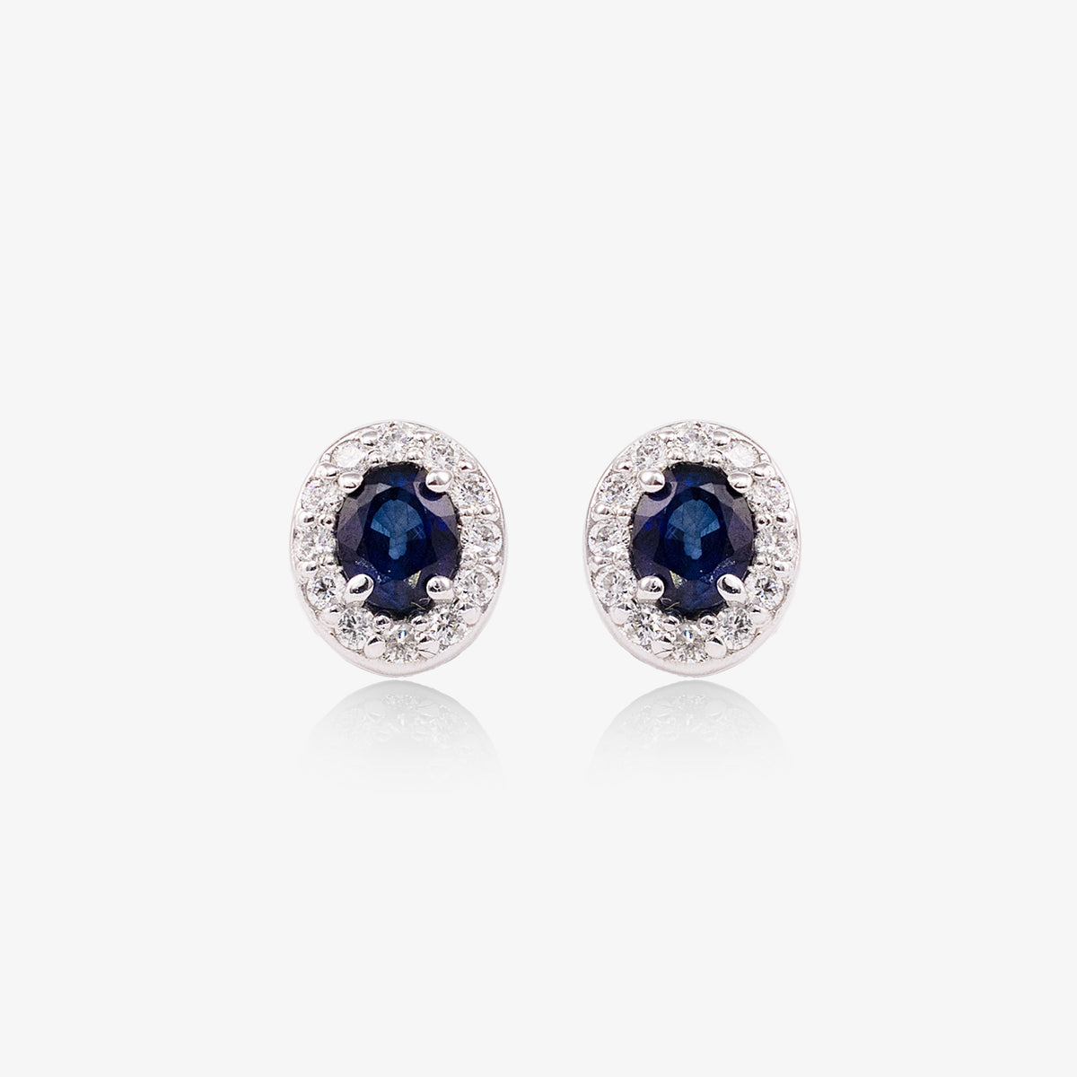 Cercei aur 18k cu safire 0.40 ct si diamante