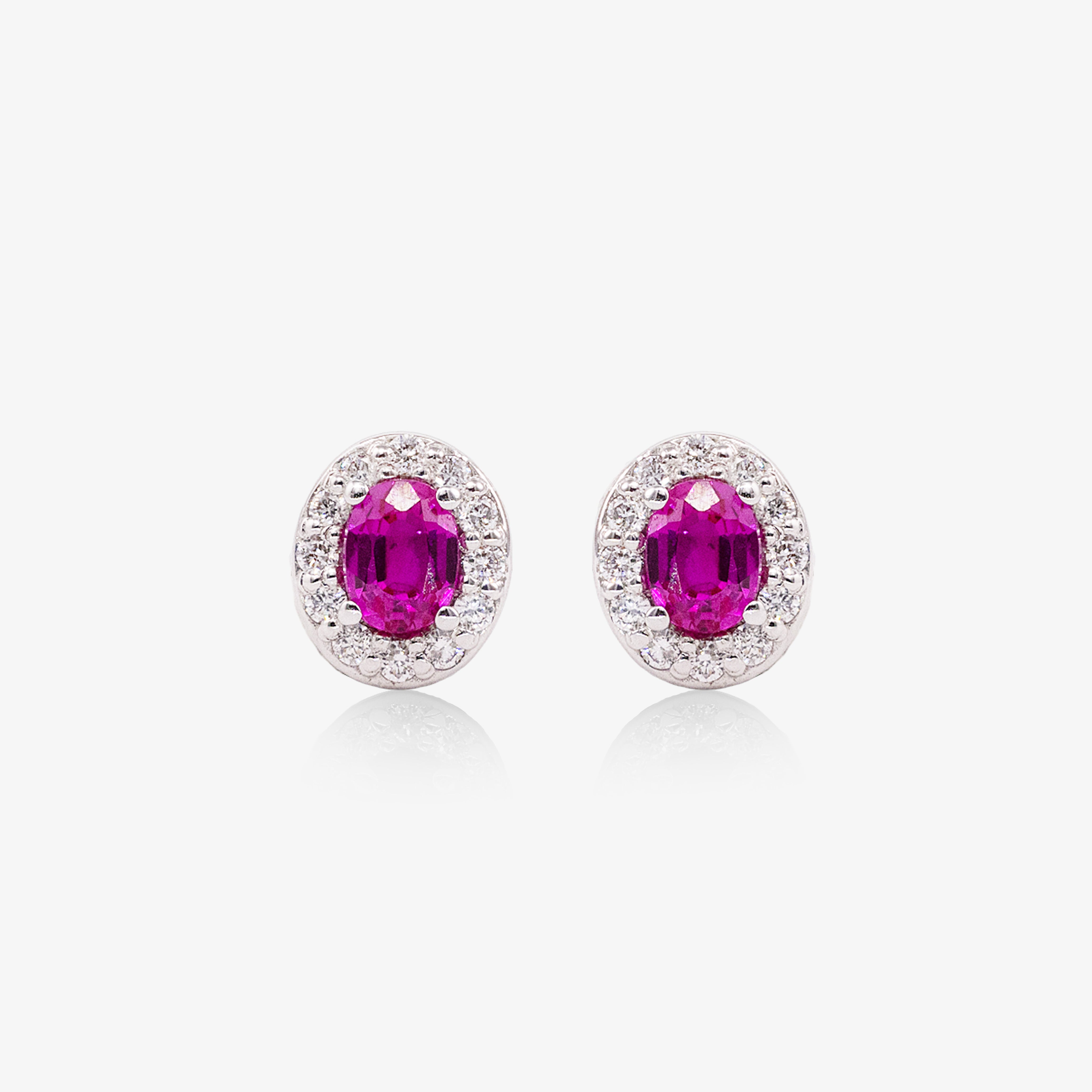 Cercei aur 18k cu rubine 0.40 ct si diamante 0.16 ct