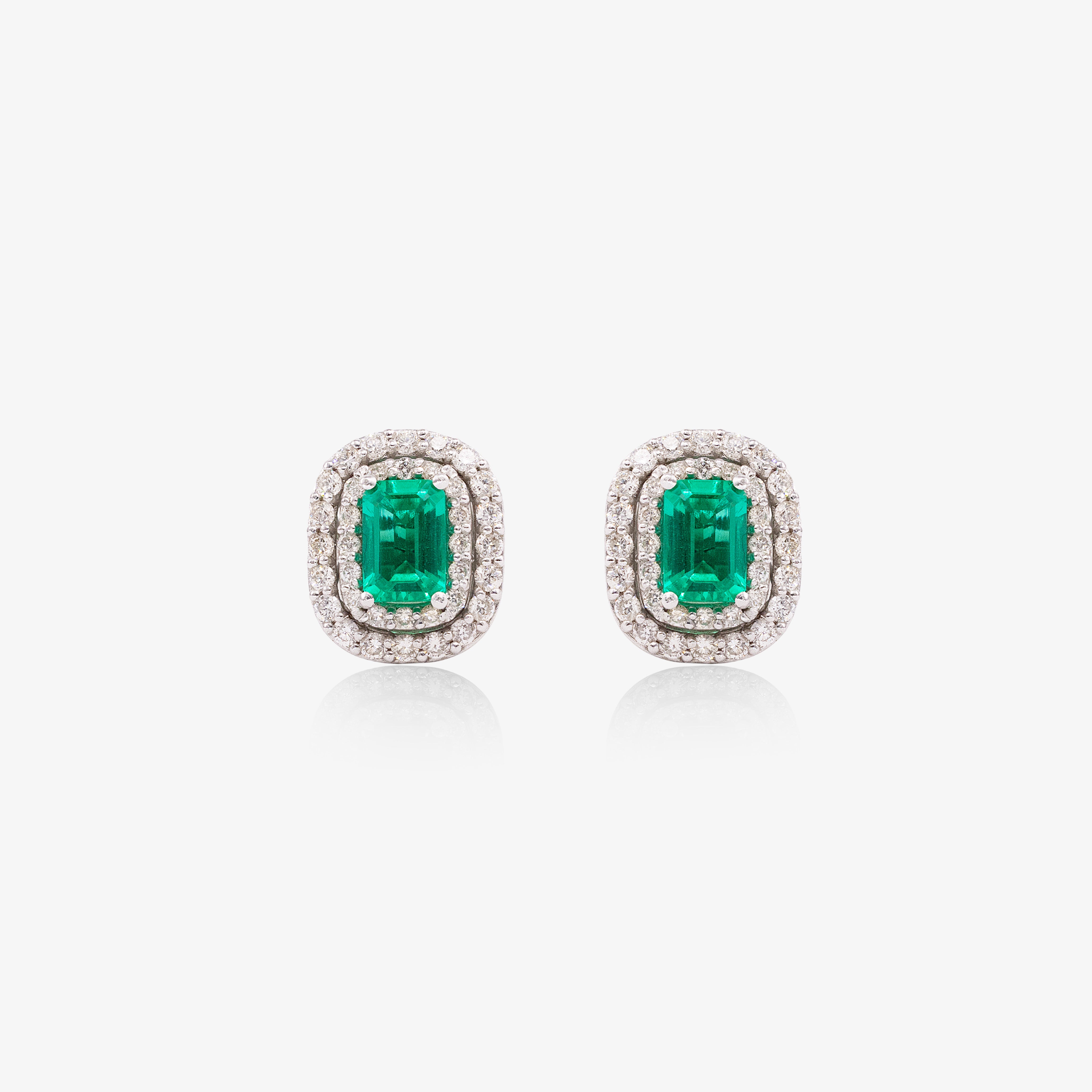 Cercei aur 18k cu smaralde 0.90 ct si diamante 0.68 ct