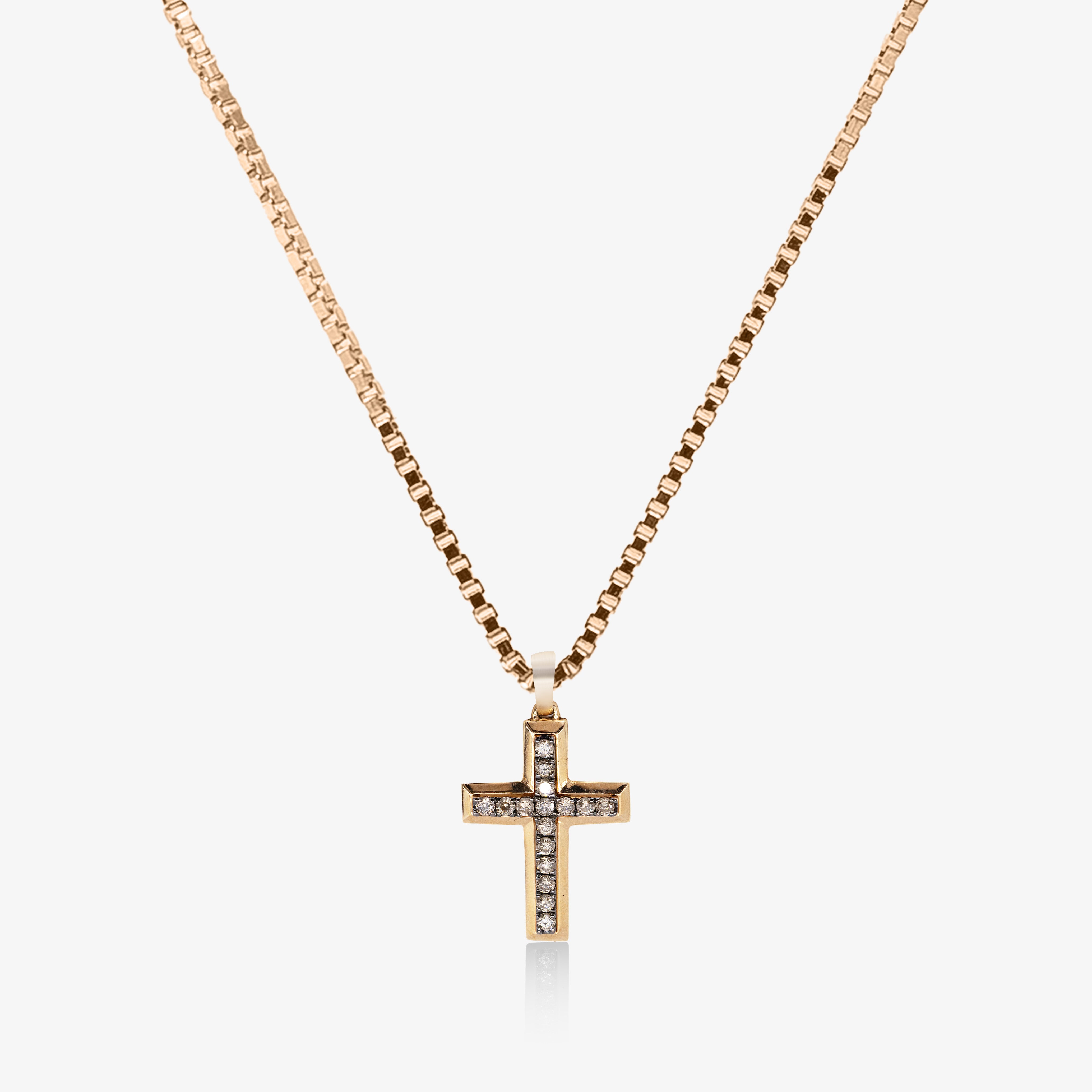 Pandant cruce aur 18k cu diamante brown 0.13 ct