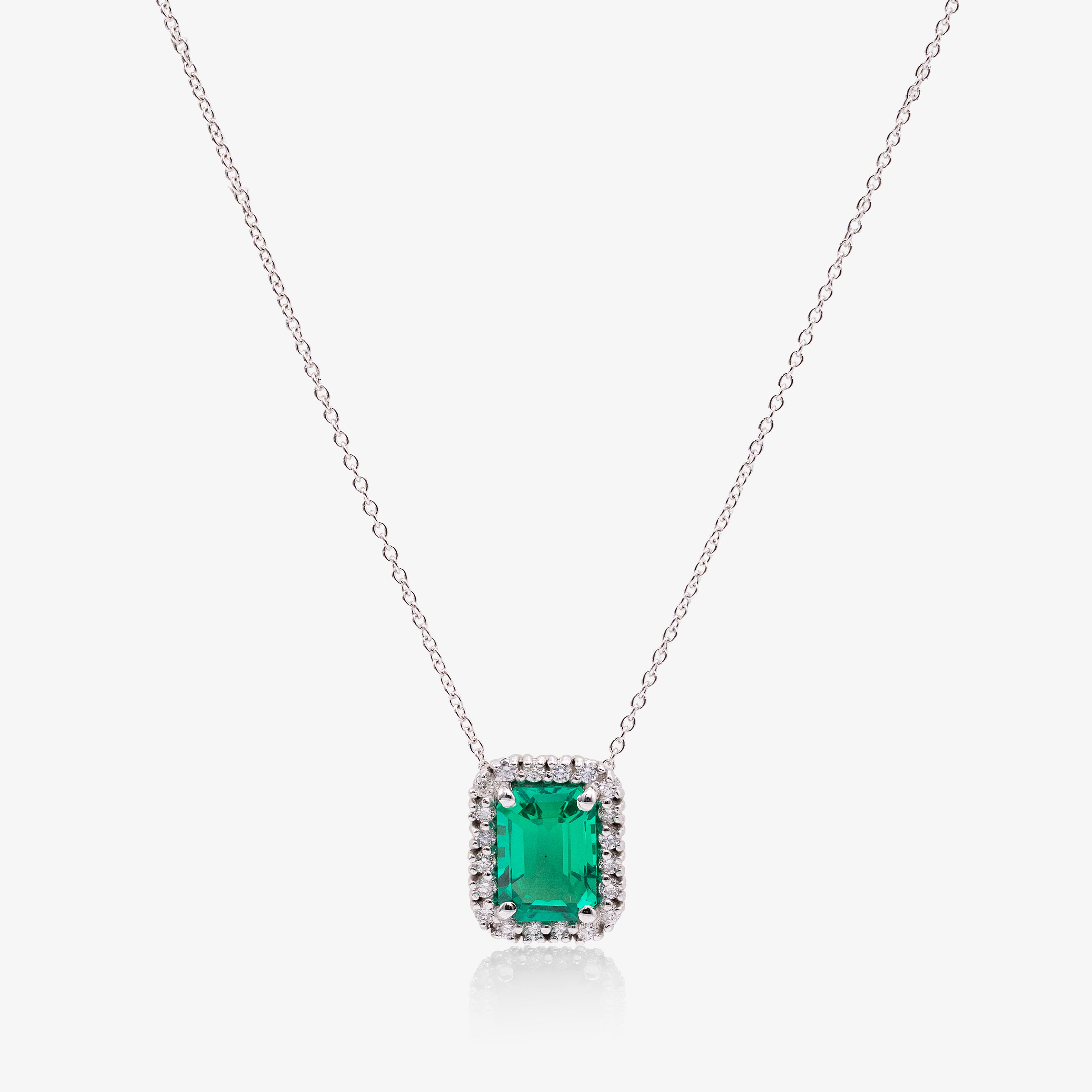 Colier aur 18k cu smarald 0.80 ct si diamante