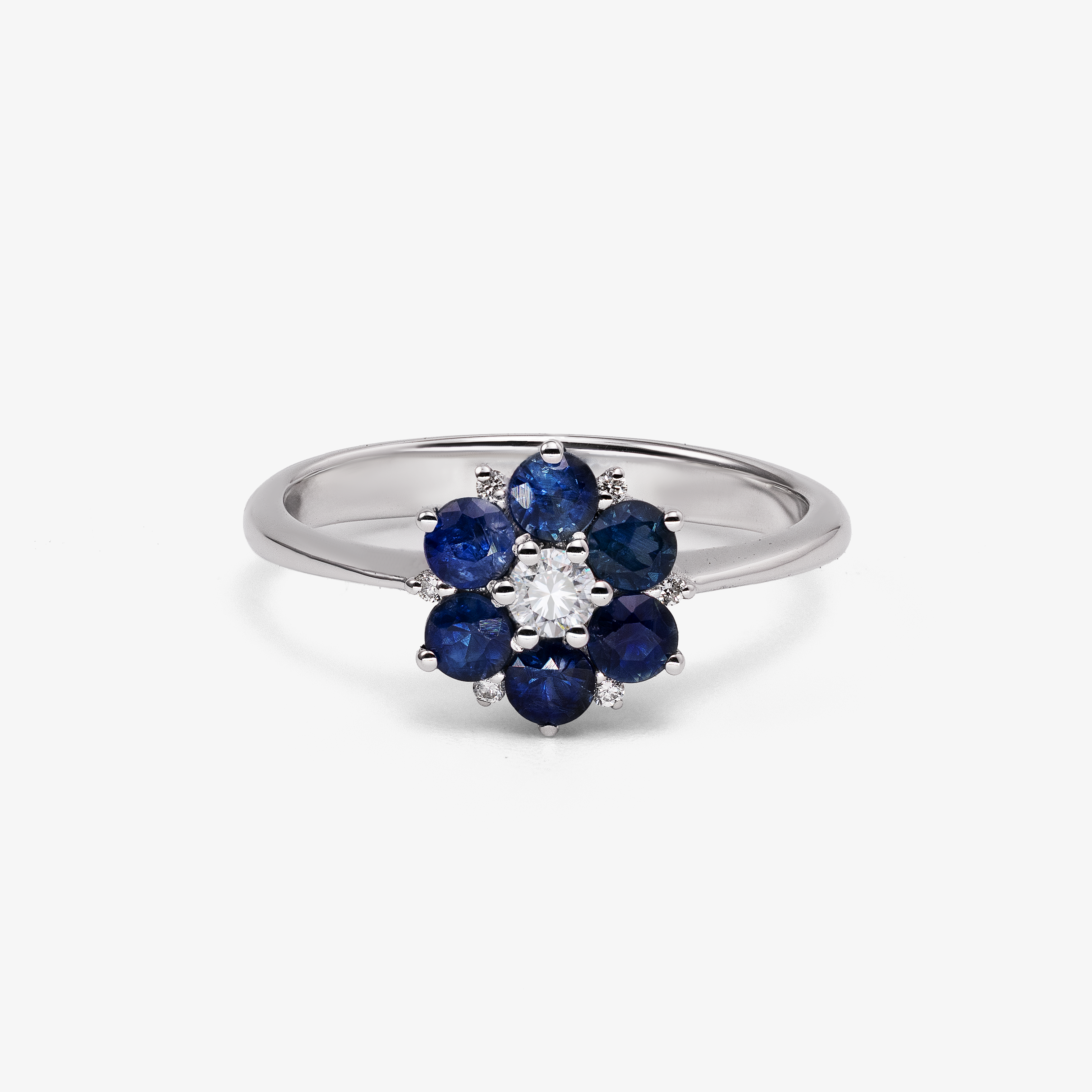 Inel aur 18k cu safire 0.88 ct si diamante