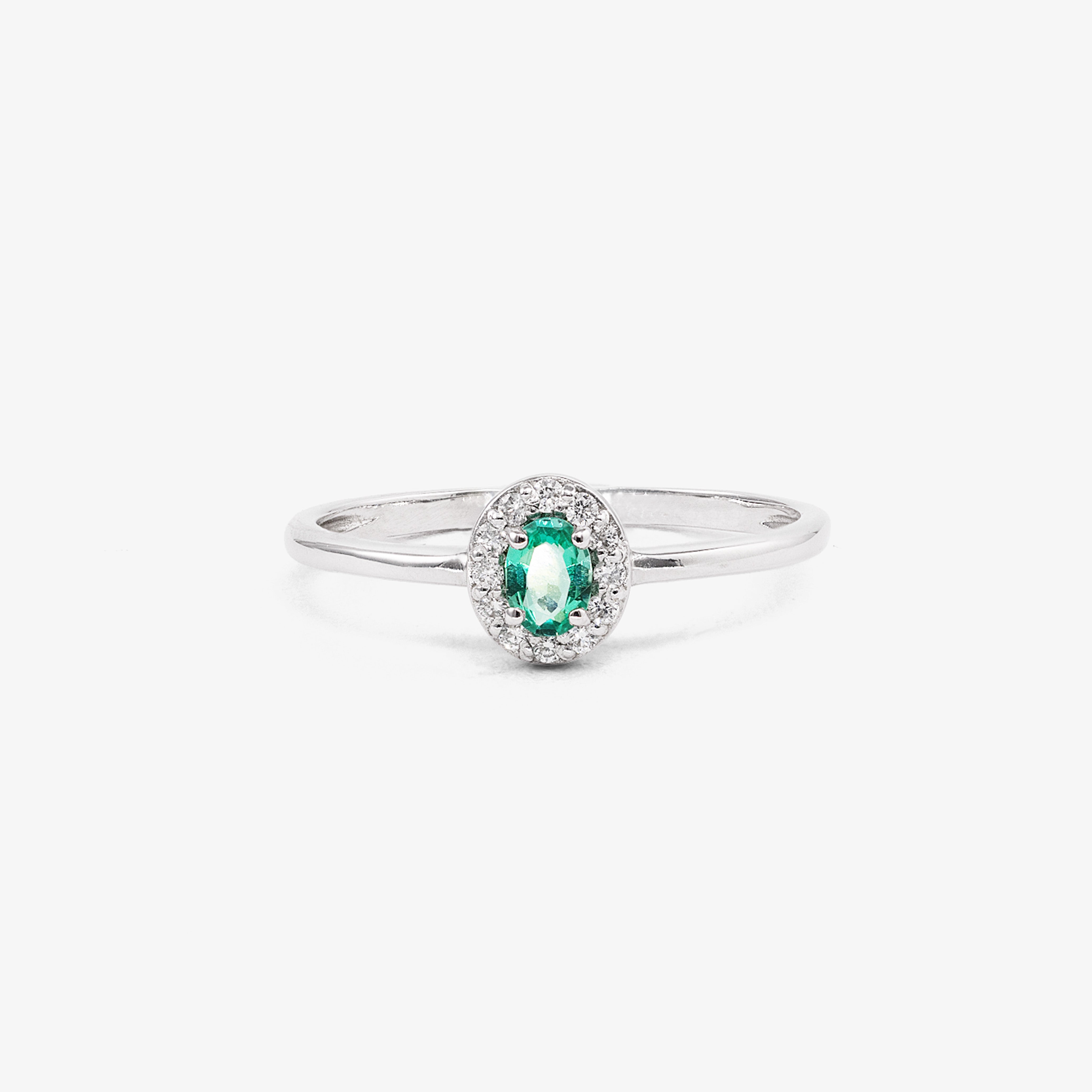 Inel aur 18k cu smarald 0.15 ct si diamante