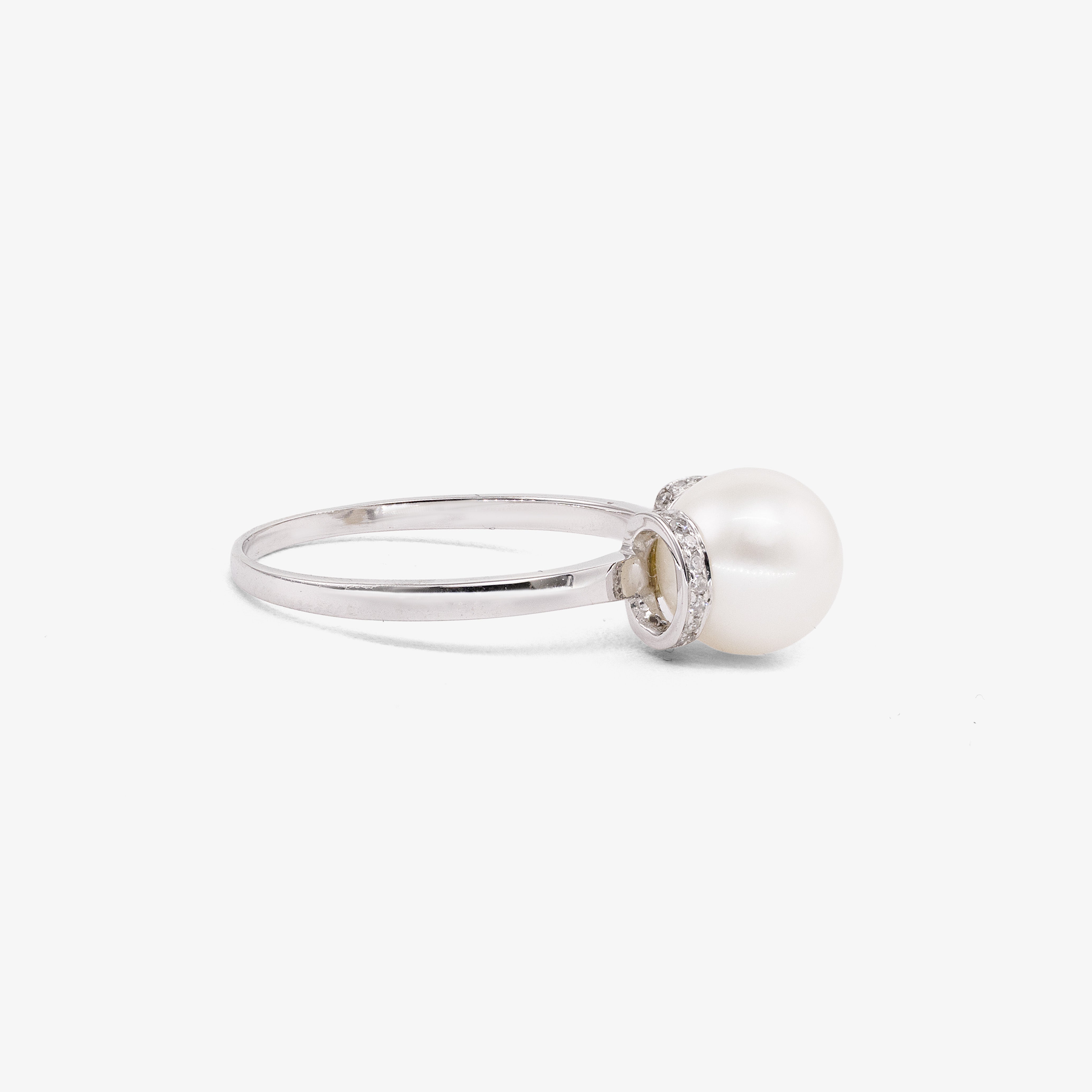 Inel aur 18k cu perla de cultura si diamante 0.08 ct