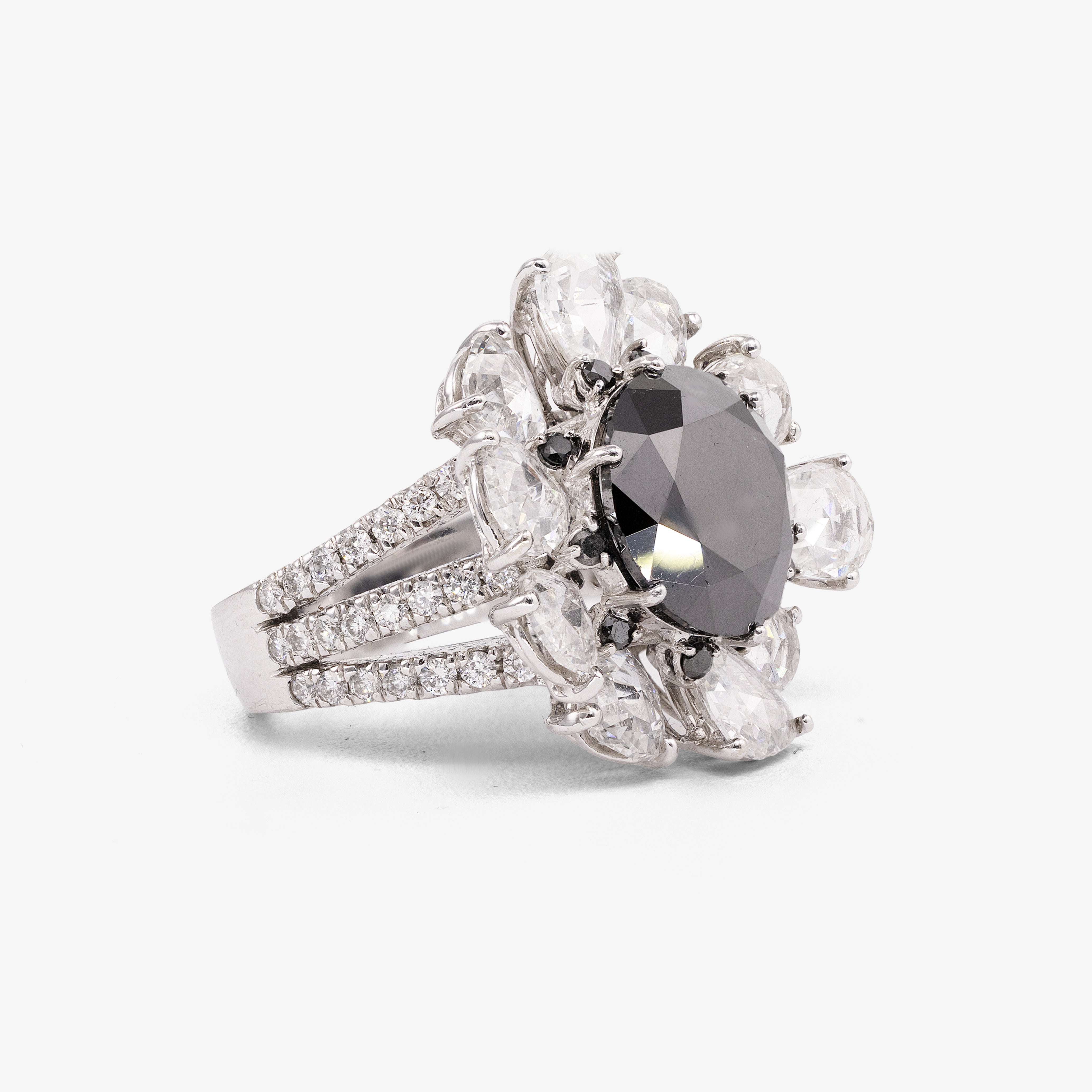 Set inel si cercei aur 18k cu diamante rose cut 22.23 ct