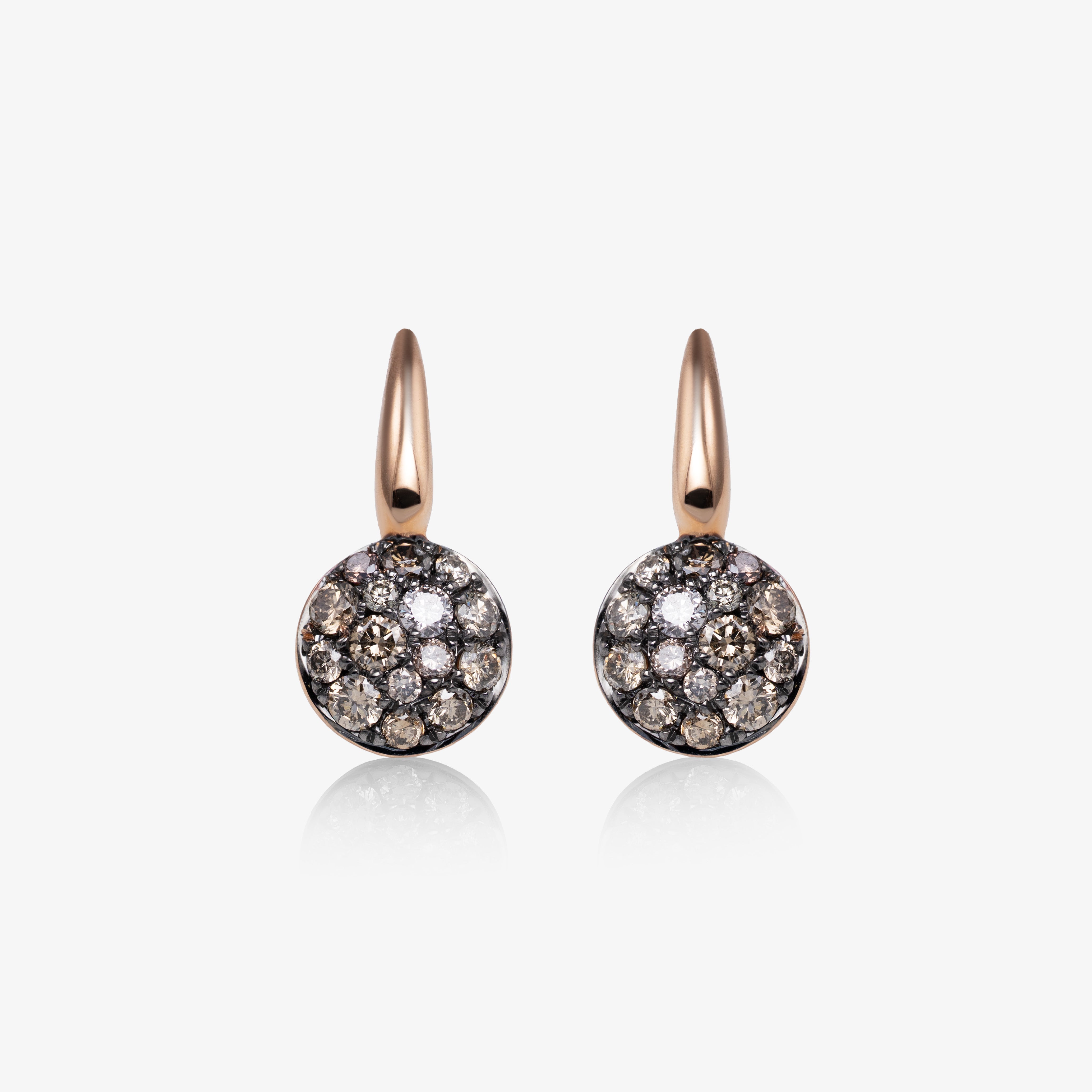 Cercei aur roz 18k cu diamante brown 0.46 ct