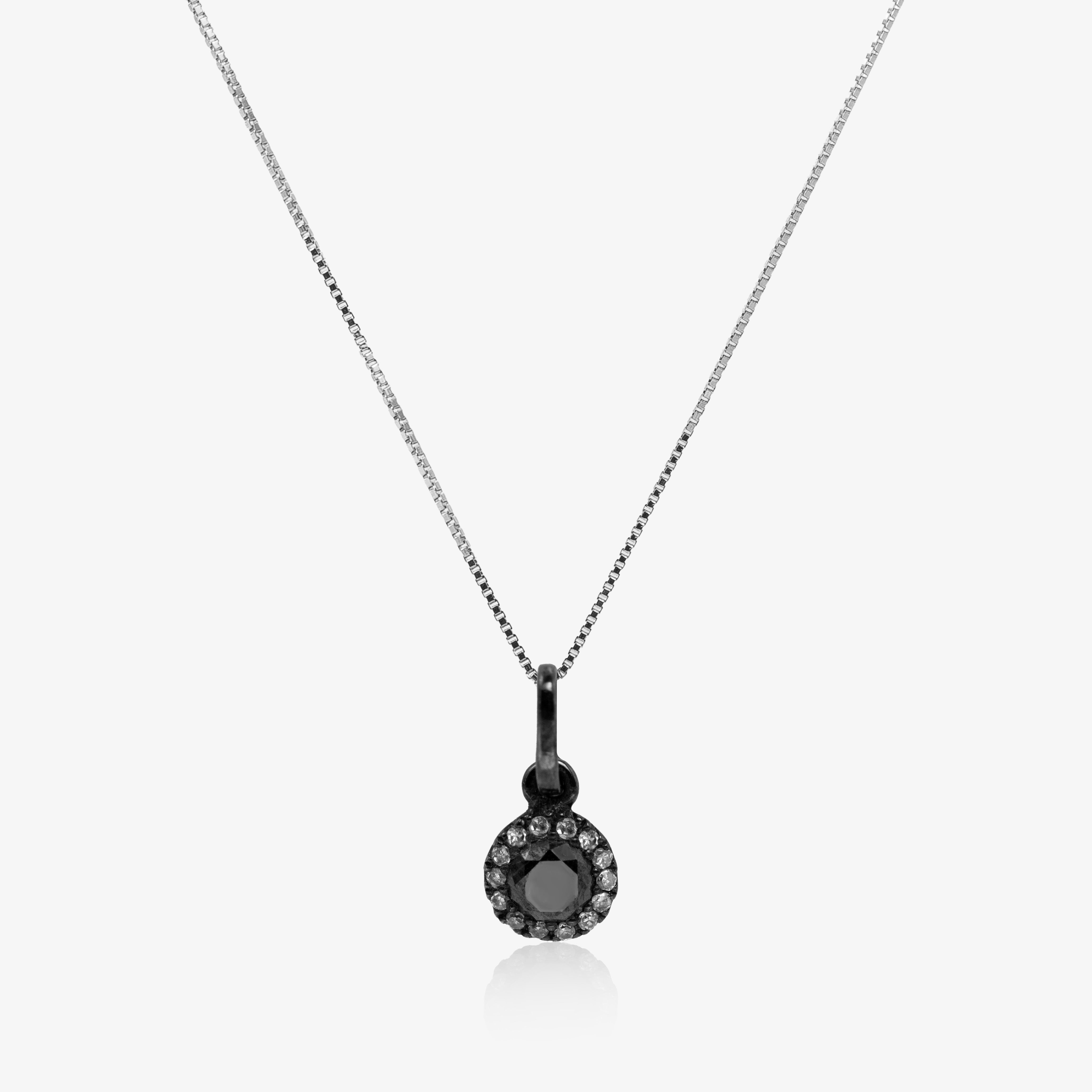 Pandant din aur negru 18K diamant central negru
