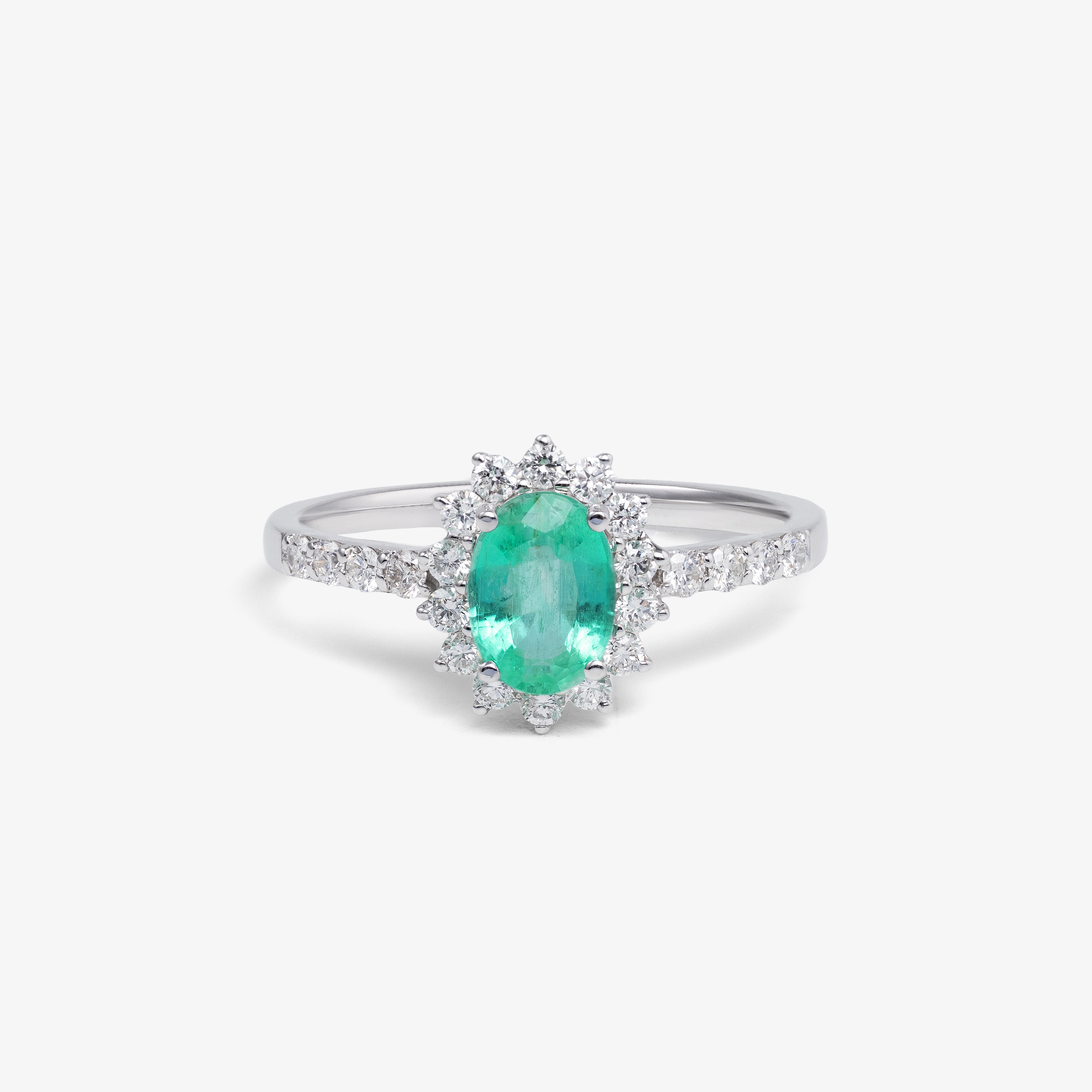 Inel aur 18k cu smarald 0.28ct si diamante 0.36ct