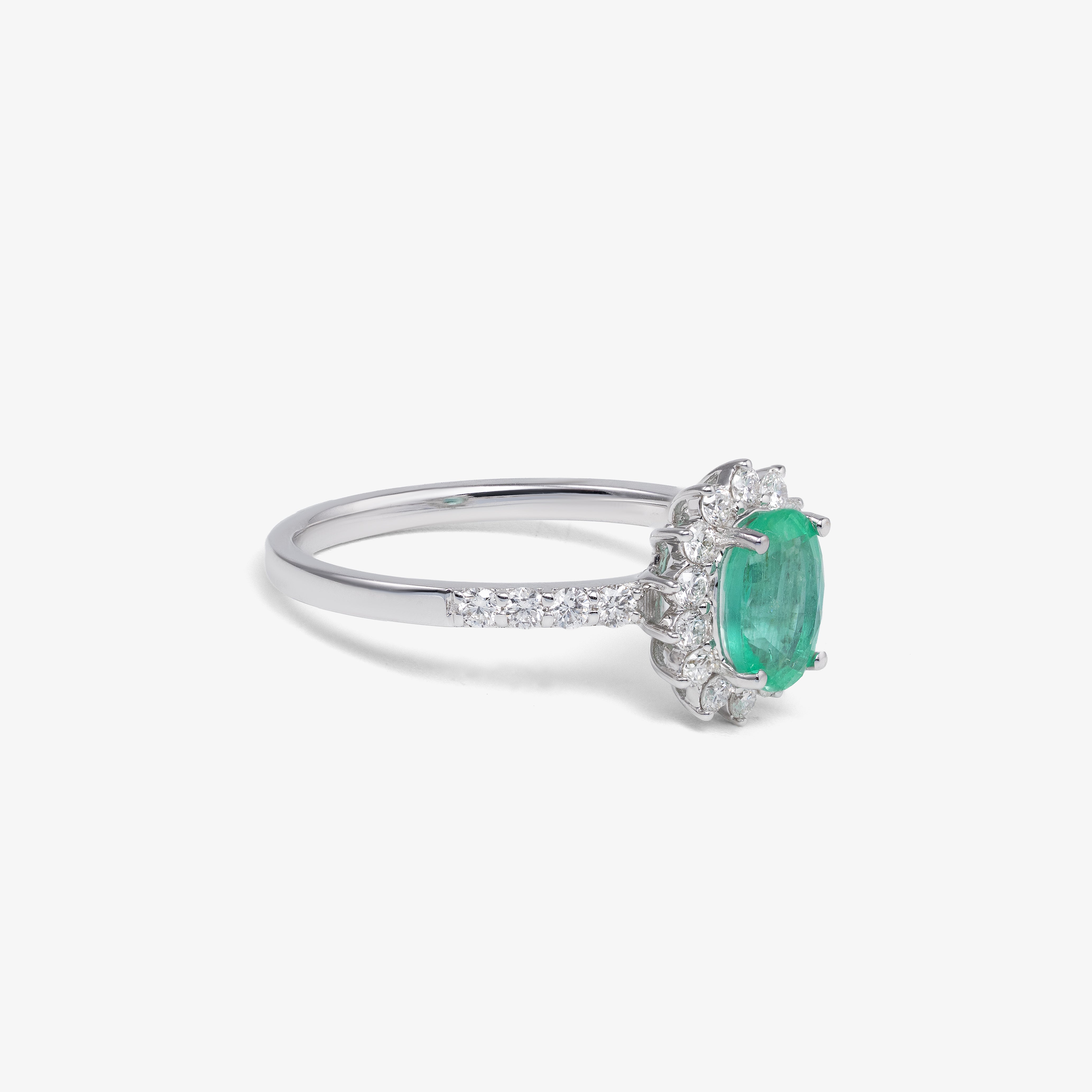 Inel aur 18k cu smarald 0.28ct si diamante 0.36ct