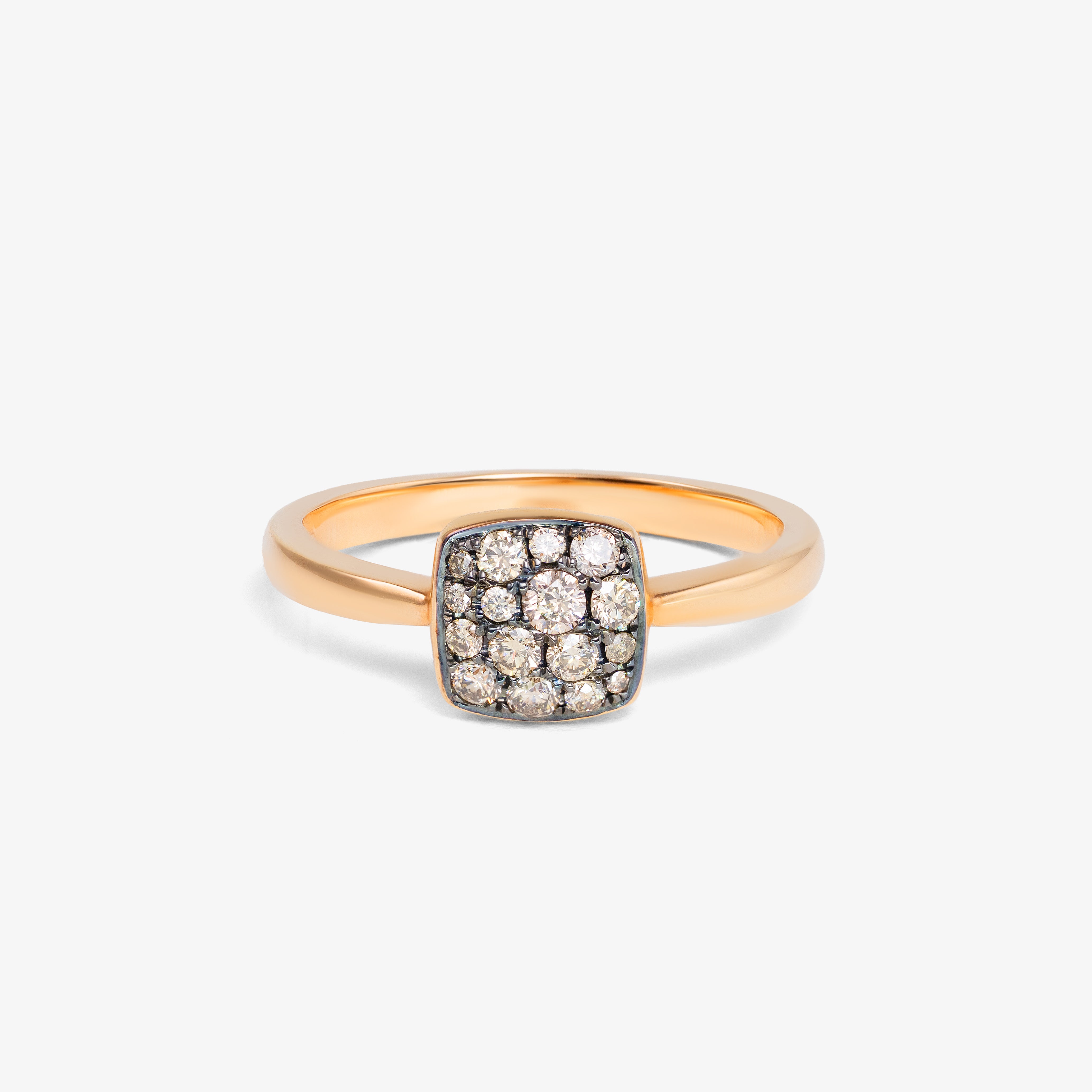 Inel aur roz 18k cu diamante brown