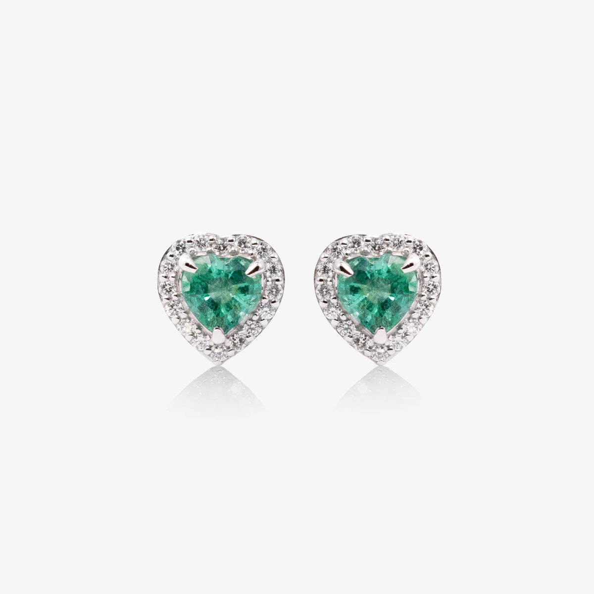 Cercei Hearts din aur 18k cu smaralde 0.76 ct si diamante