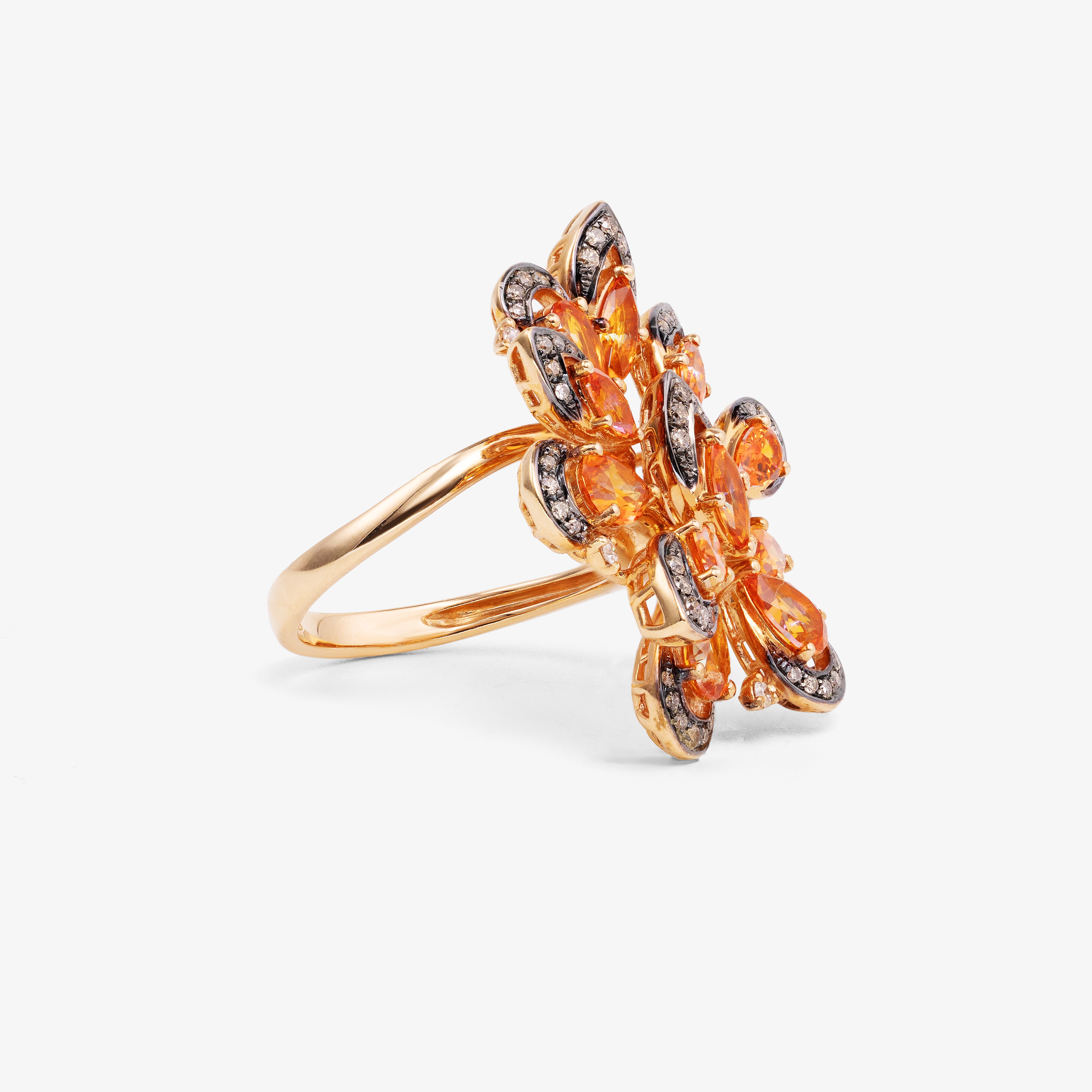 Inel aur Orange Bloom 18k cu topaz 2.76 ct si diamante
