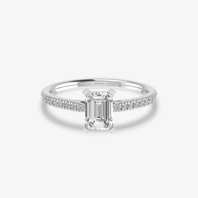 Inel de logodna cu diamant emerald cut 0.70 ct - certificat GIA