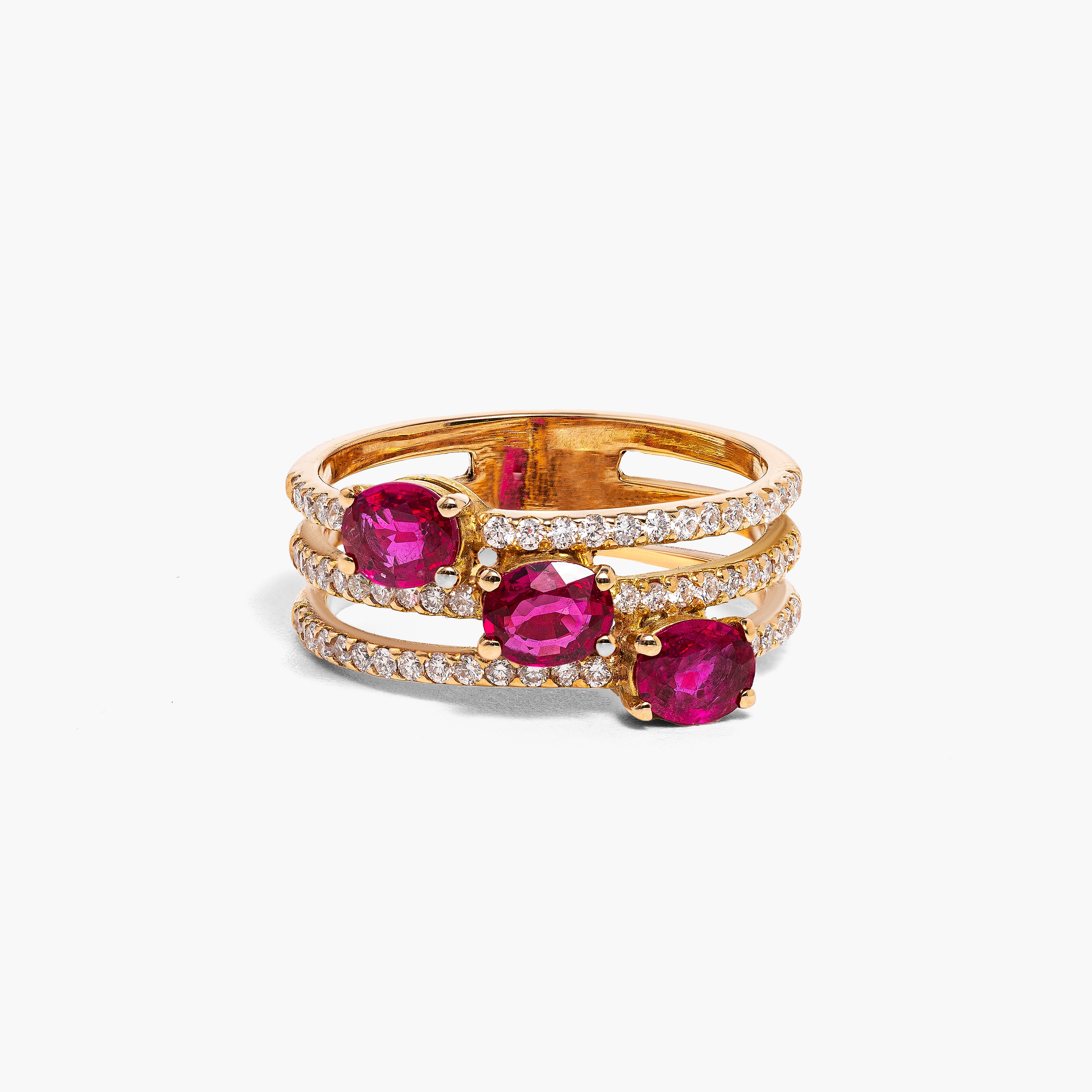 Inel aur 18k cu rubine 1.16 ct si diamante