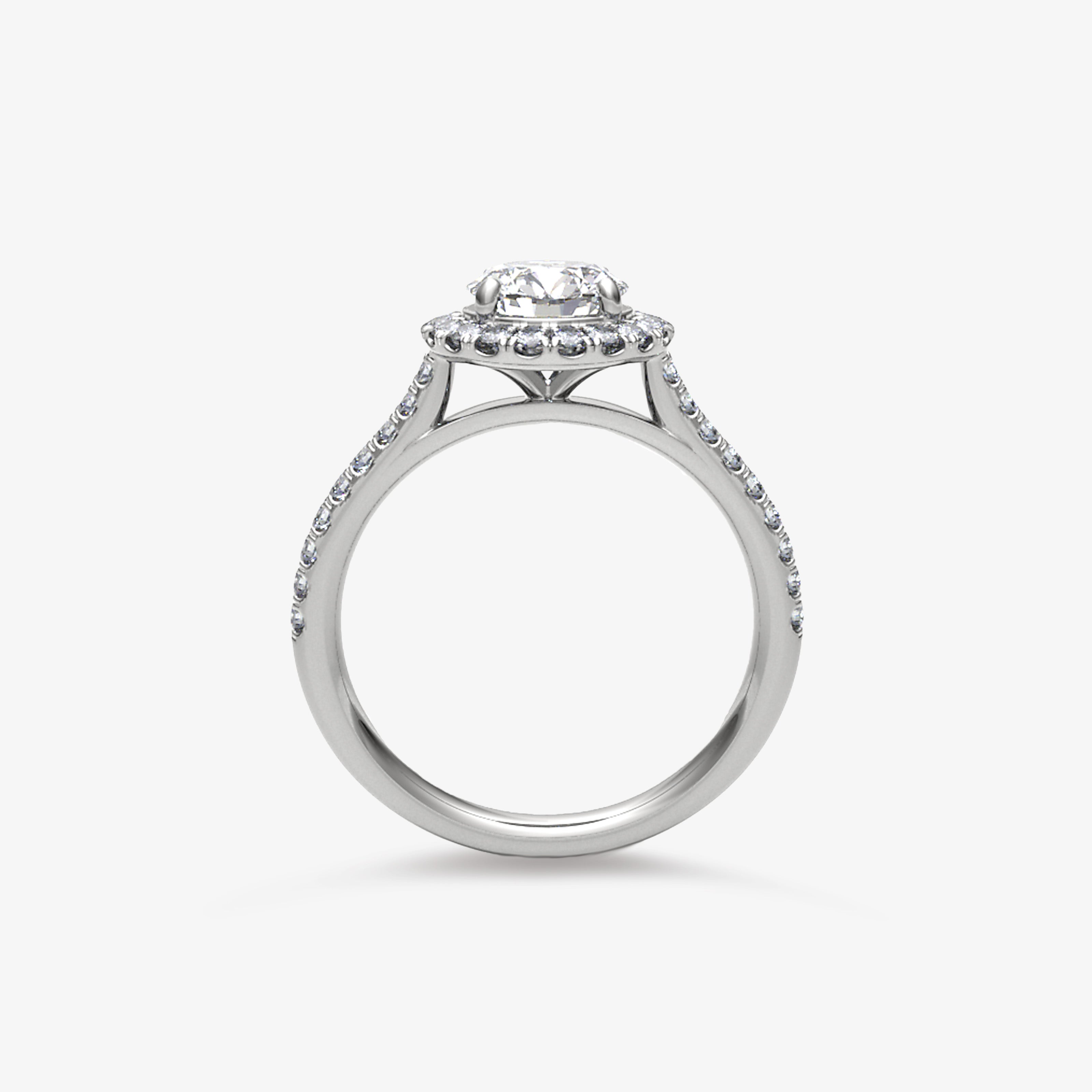 Halo platinum engagement ring with 1.00 ct diamond - GIA certificate