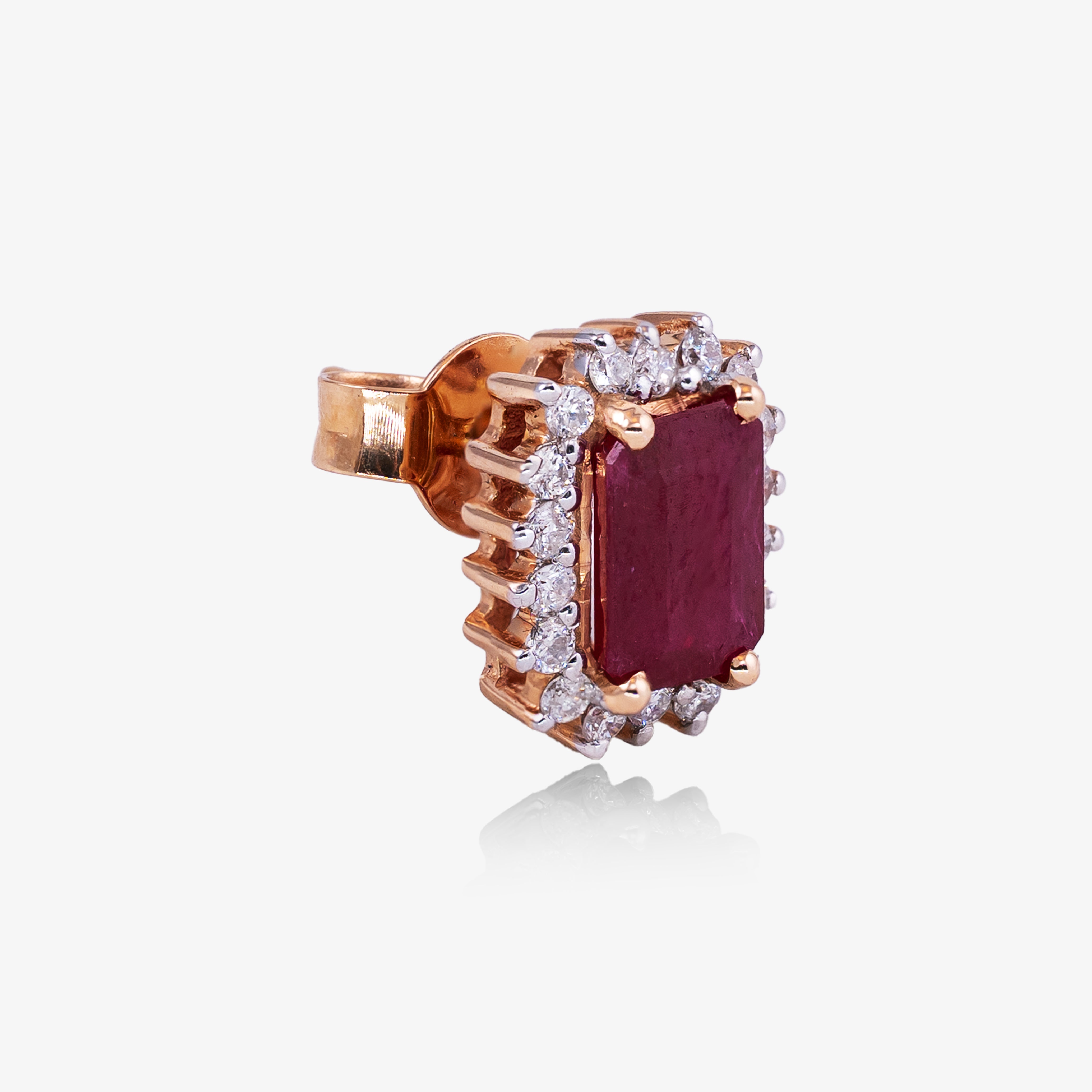 Cercei aur 18k cu rubine 2.16 ct si diamante 0.36 ct