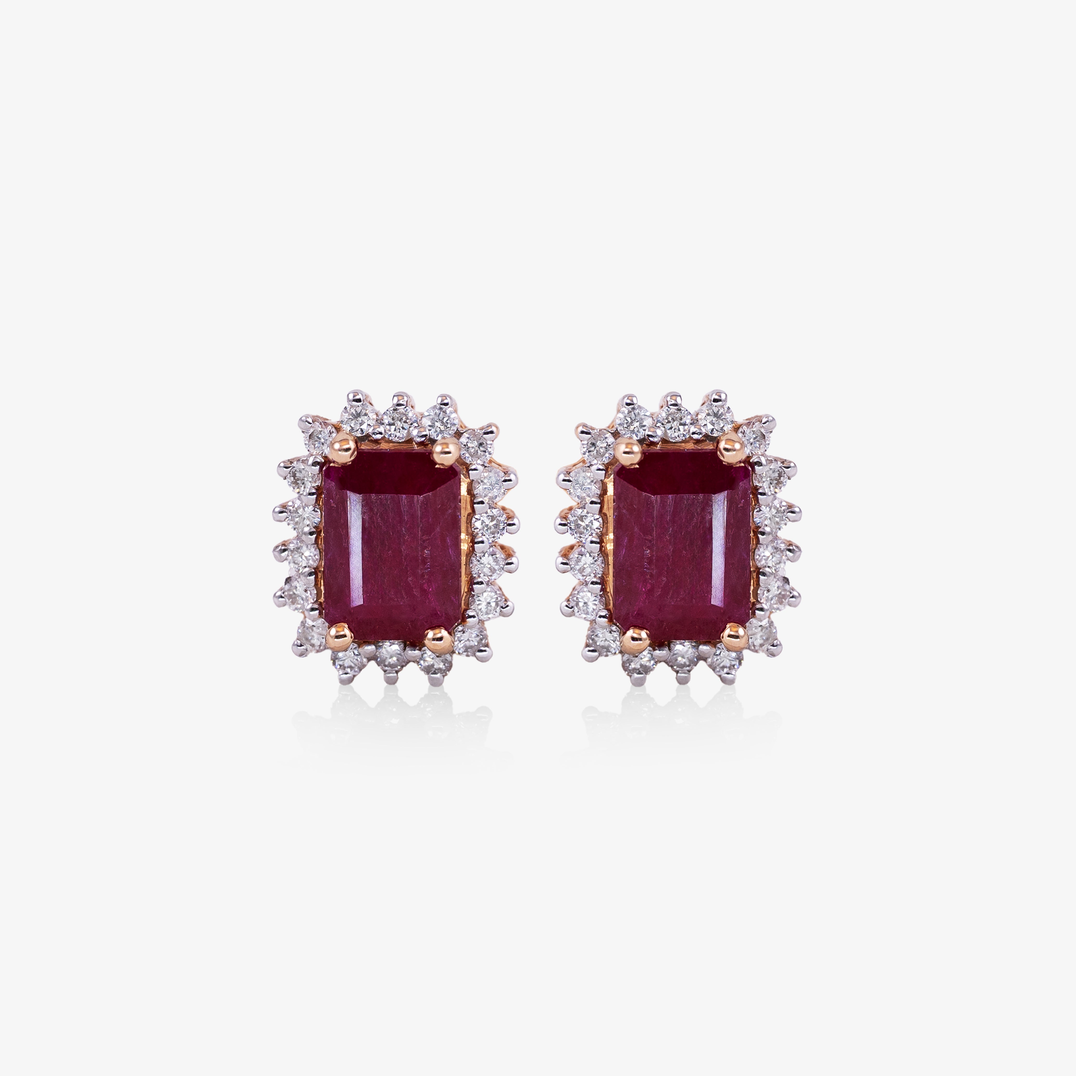 Cercei aur 18k cu rubine 2.16 ct si diamante 0.36 ct