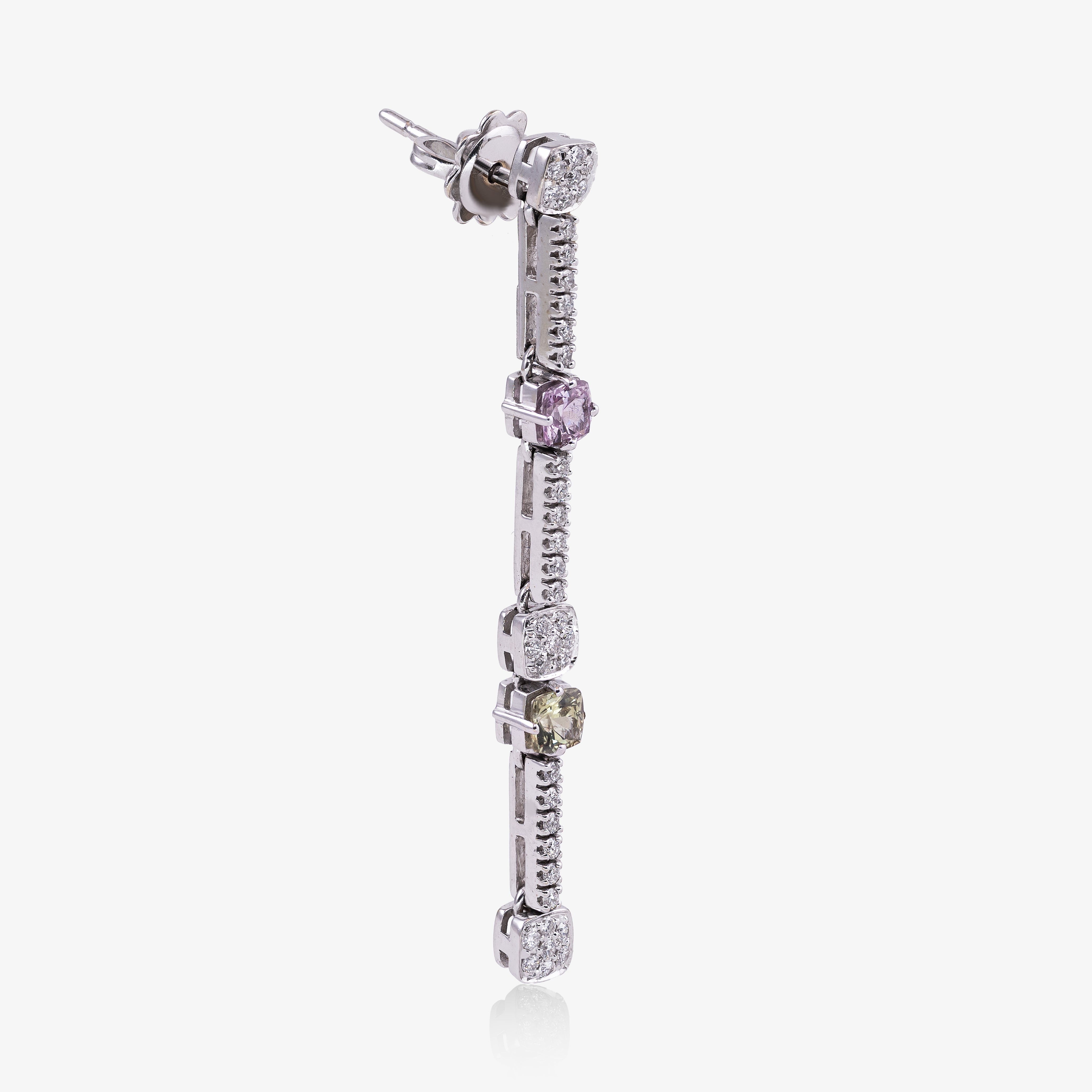 Cercei aur 18k cu safire 1.10 ct si diamante 0.52 ct