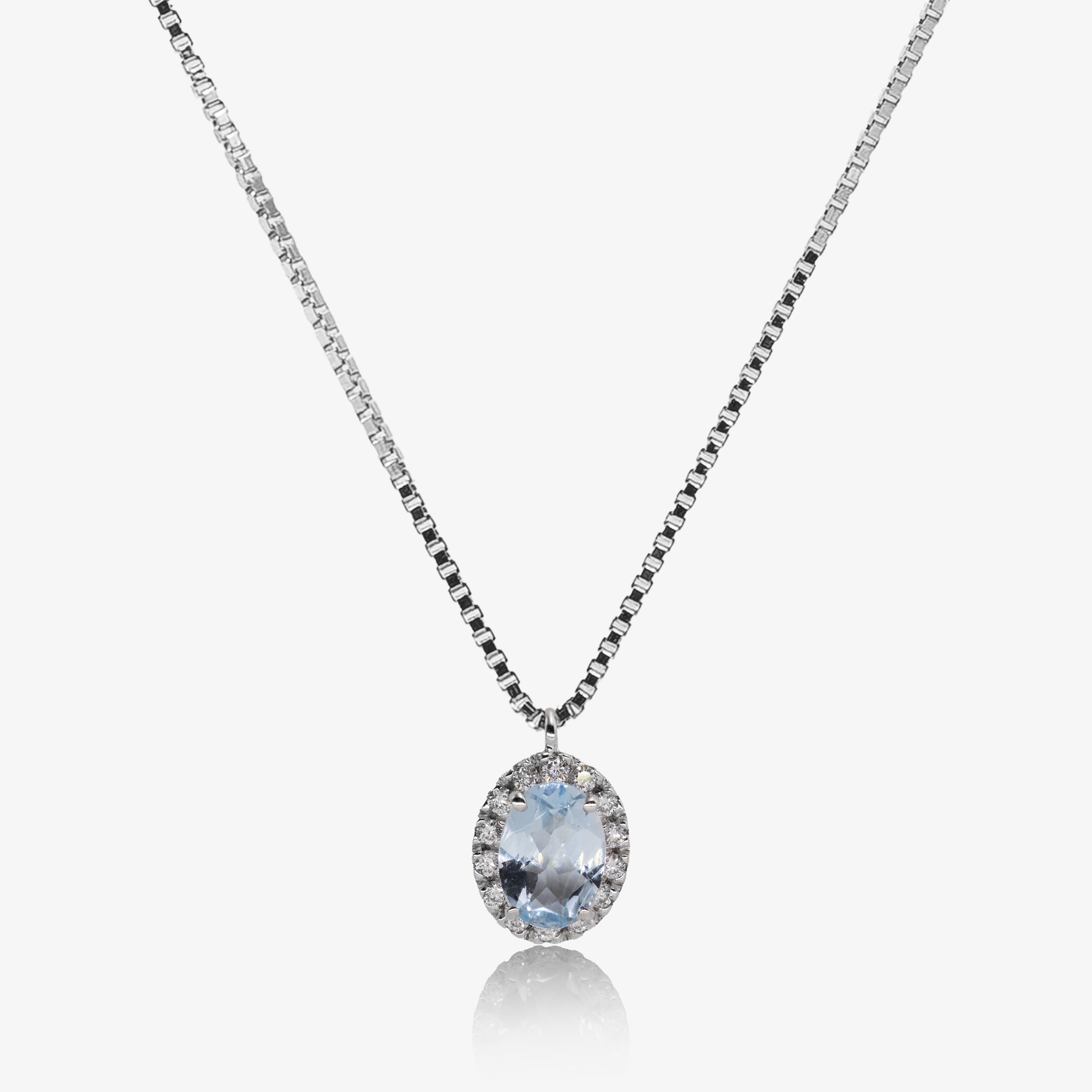 Colier aur 18k cu aquamarine 0.63ct si diamante