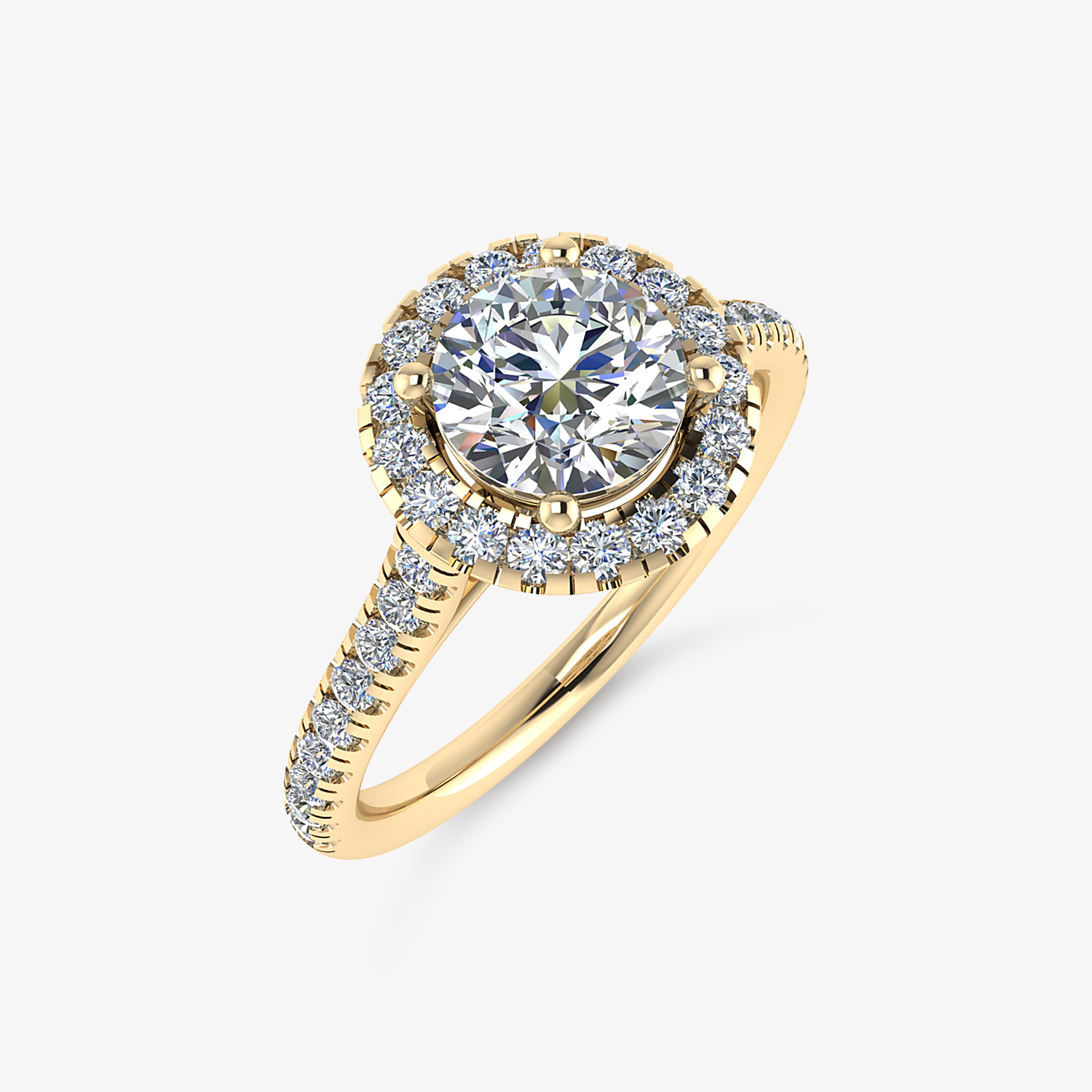 Halo platinum engagement ring with 1.00 ct diamond - GIA certificate