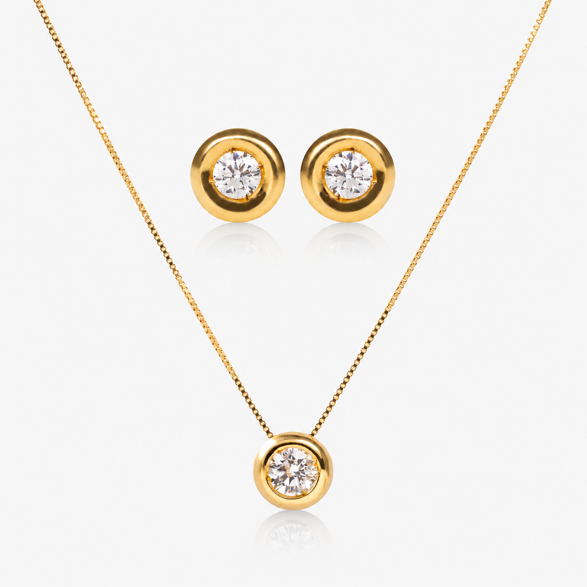 Set cercei și colier din aur 18K cu diamante – Spotlight Round