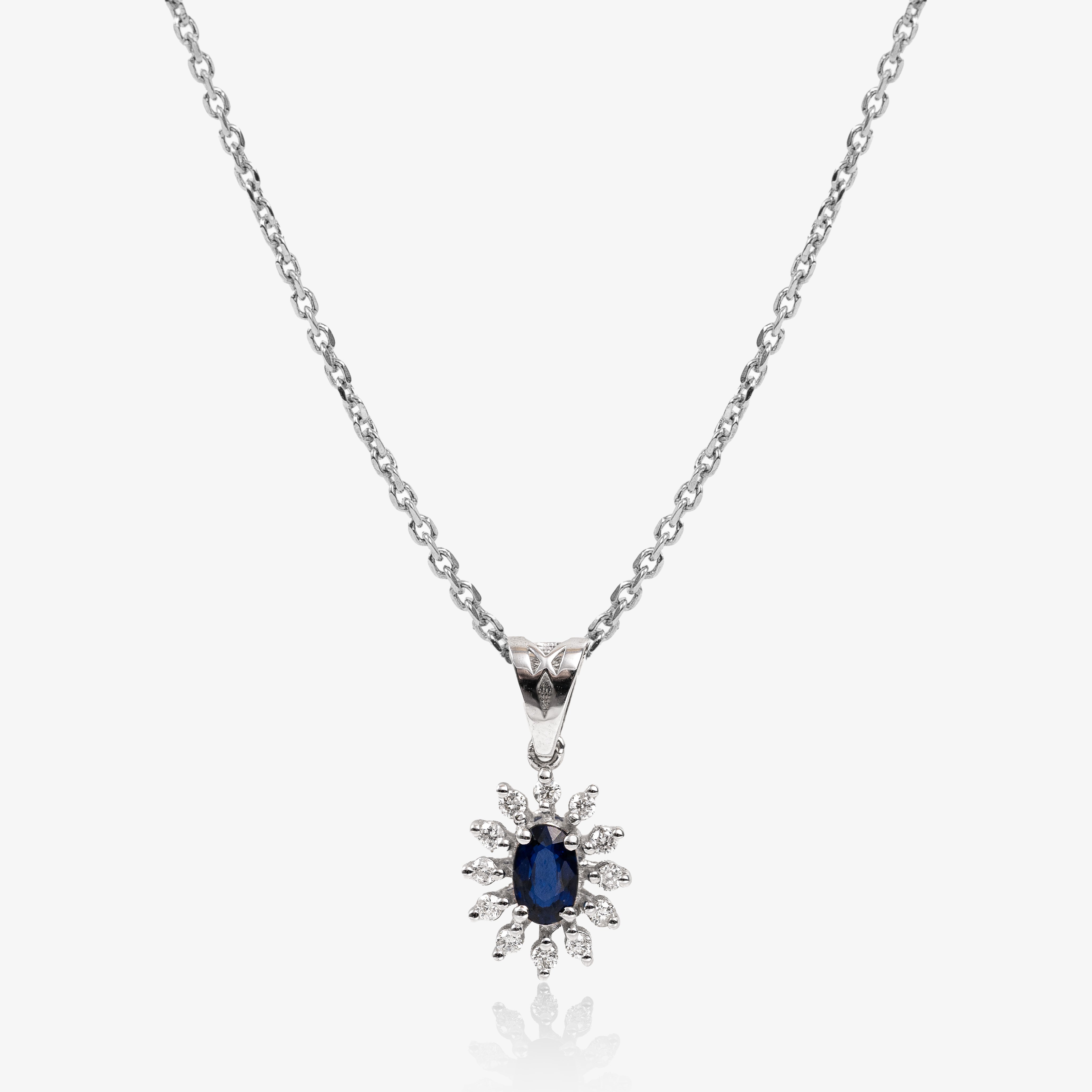 Colier aur 18k cu safir 0.31 ct si diamante