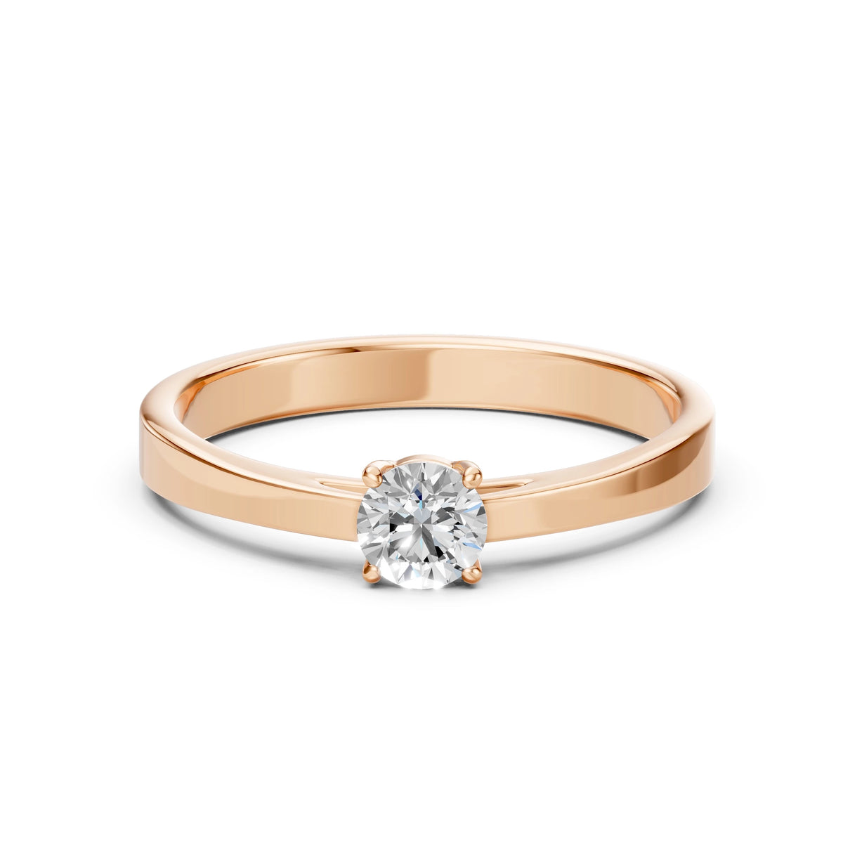 Inel de Logodnă Solitaire din Aur, Diamant Rotund Briliant 0.40 CT