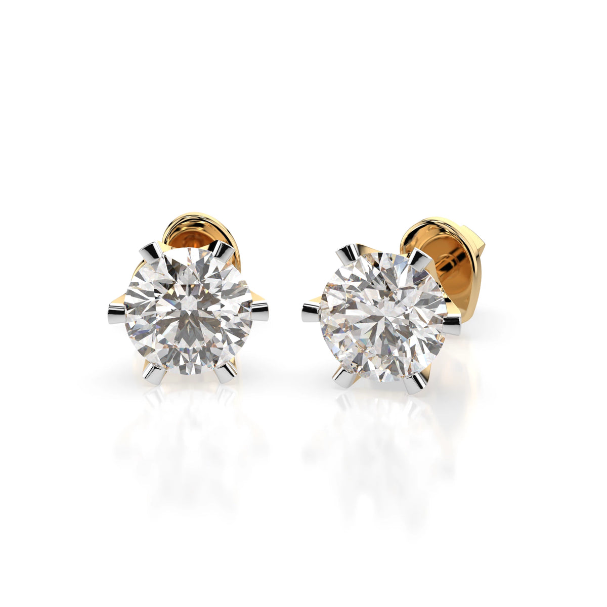 Cercei din Aur cu Diamante, Forma Rotund Briliant, 1,00 CT