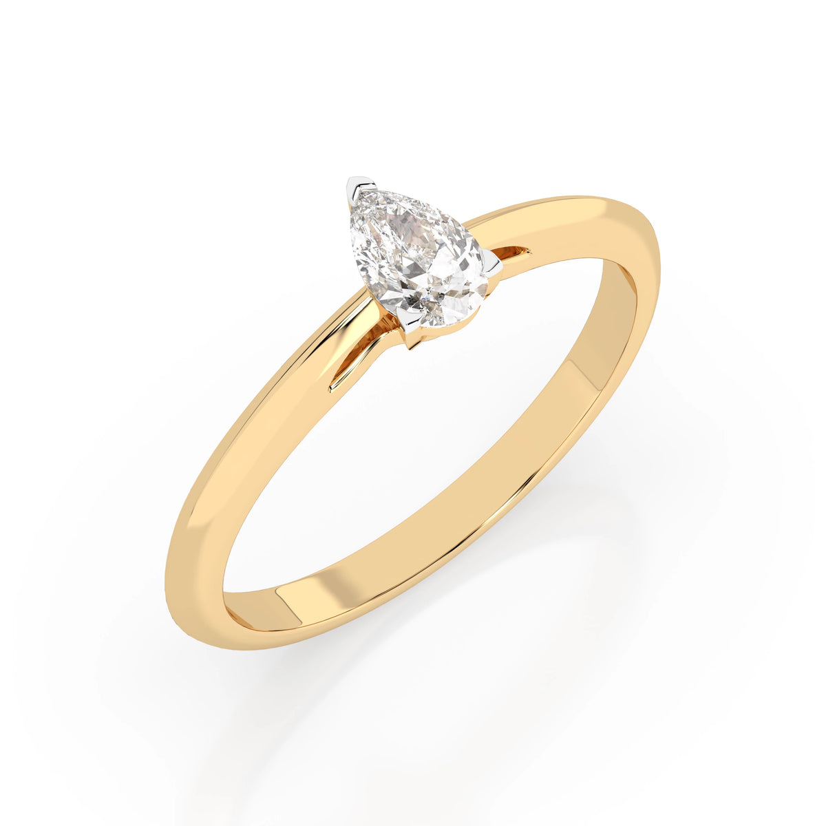 Inel de Logodnă Solitaire din Aur, Diamant Pear 0,30 CT